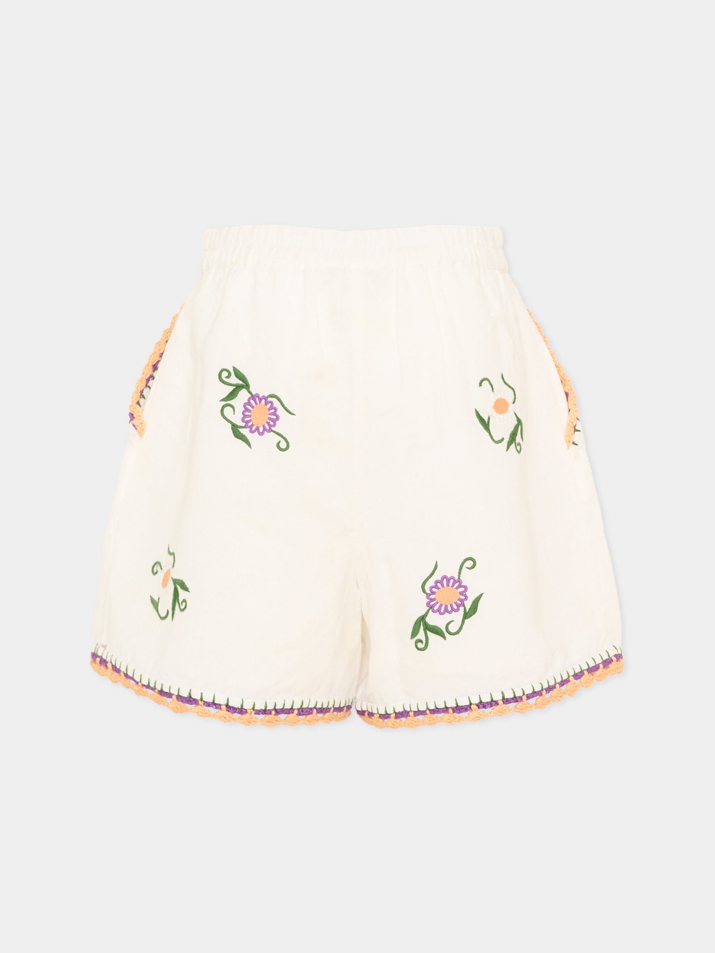 Shorts avorio per bambina con ricami,Stella Mccartney Kids,TY6E19 Z0138 101