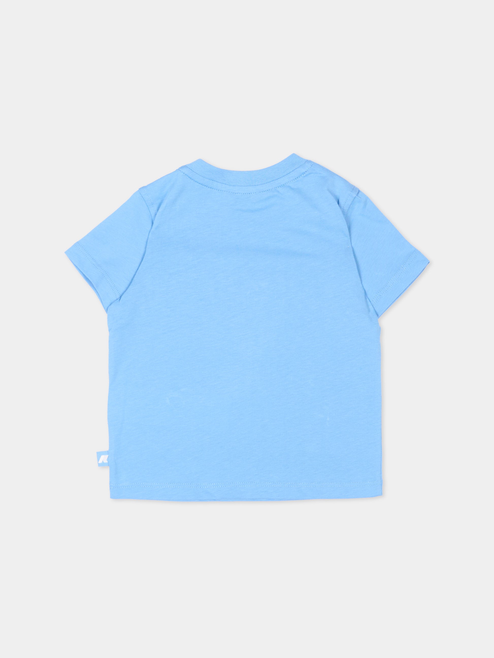 T-shirt celeste per neonato con logo,K-way,K5138DW 356