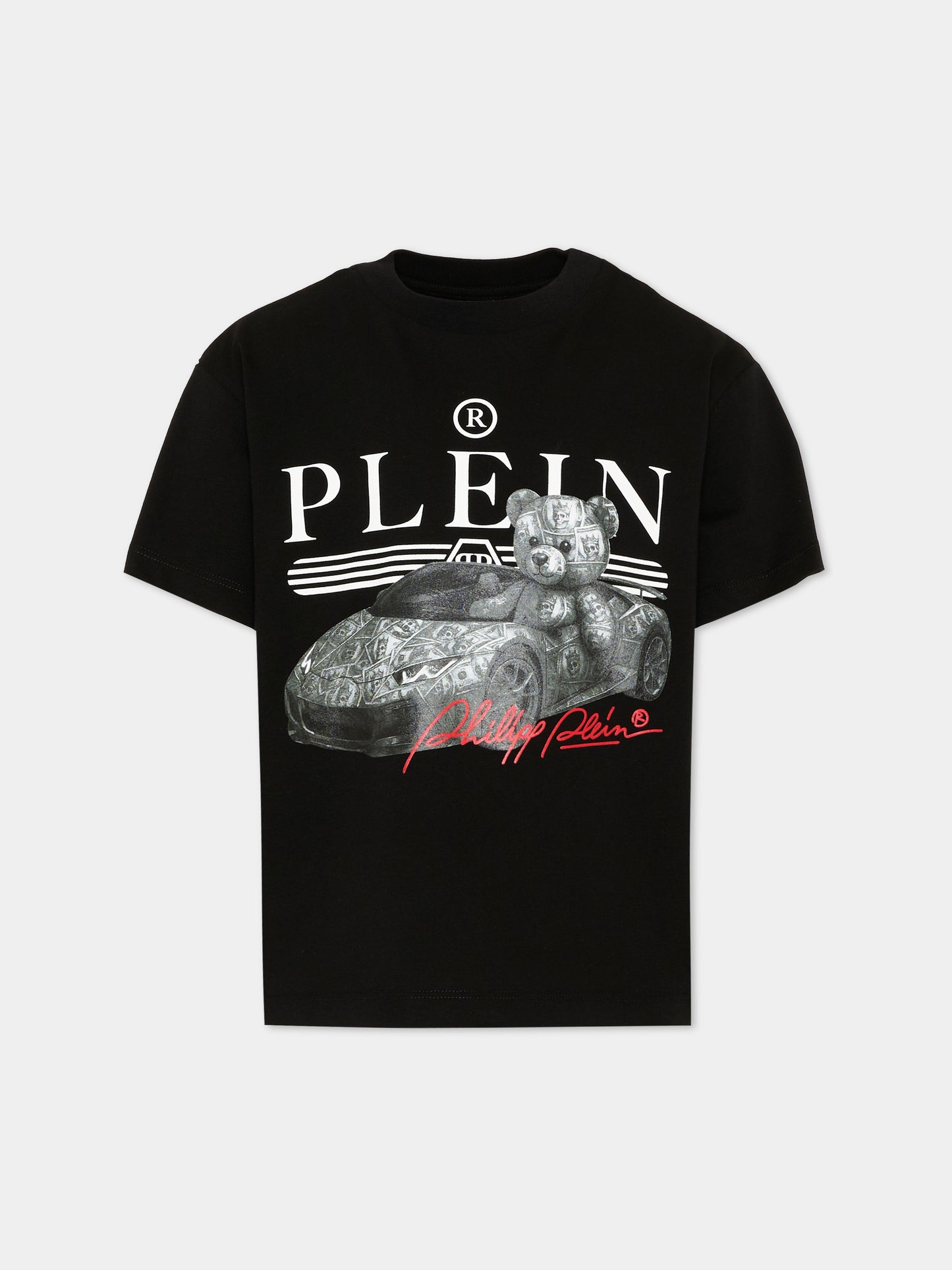 T-Shirt nera per bambino con logo,Philipp Plein Junior,F6PHJBTH149 110