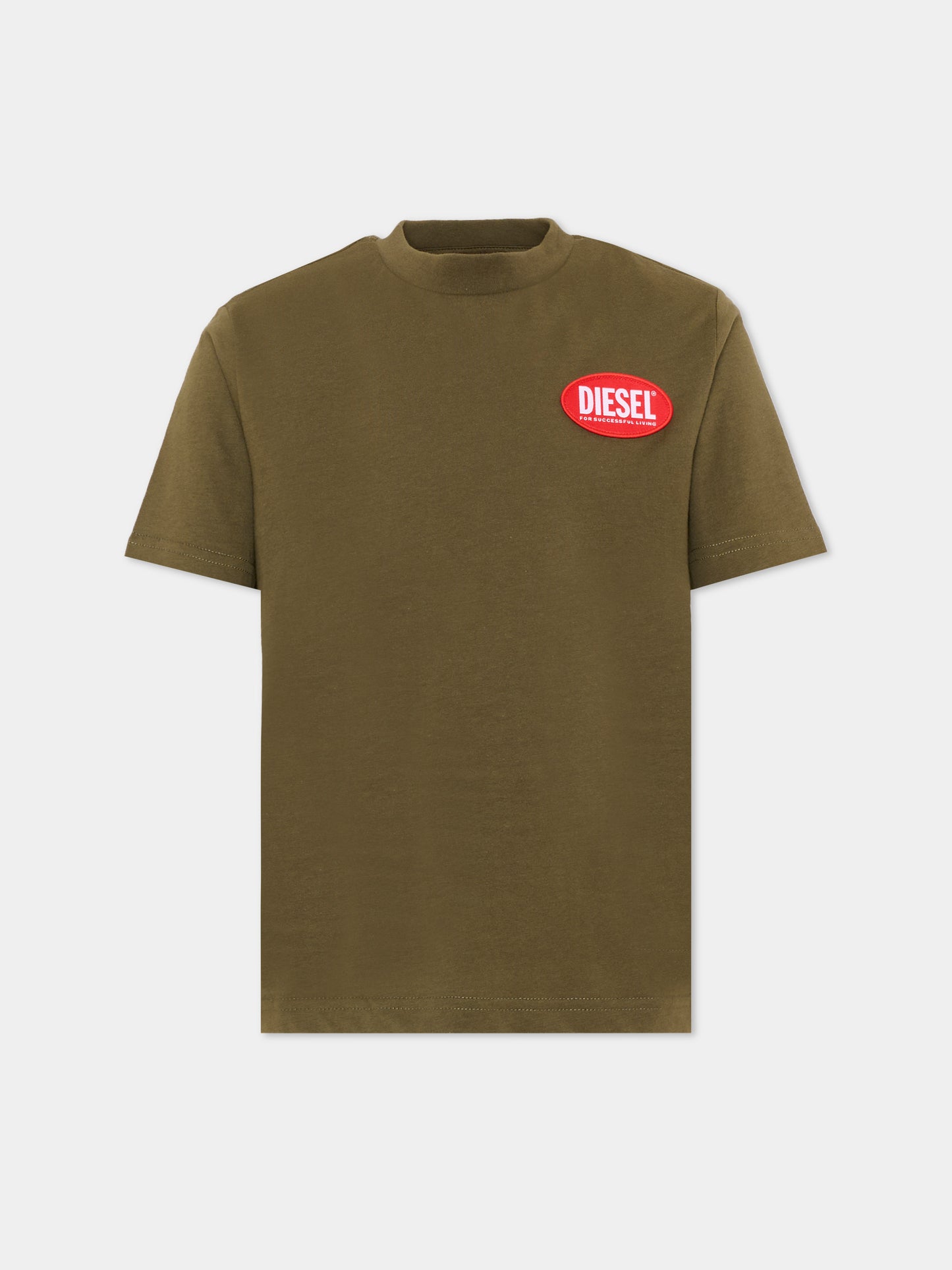 T-Shirt verde per bambino con logo,Diesel,J02469 KYAUN K511