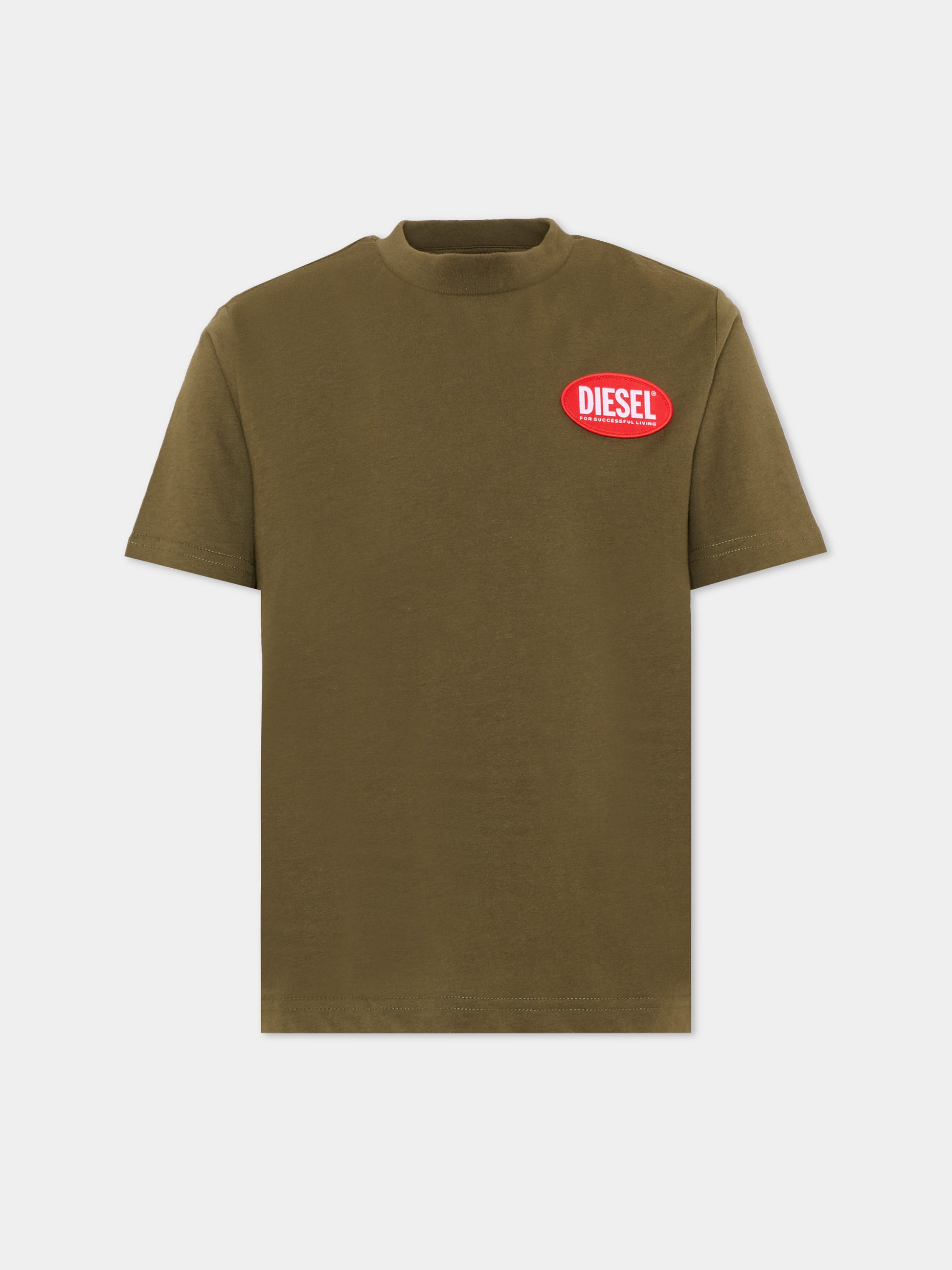 T-Shirt verde per bambino con logo,Diesel,J02469 KYAUN K511