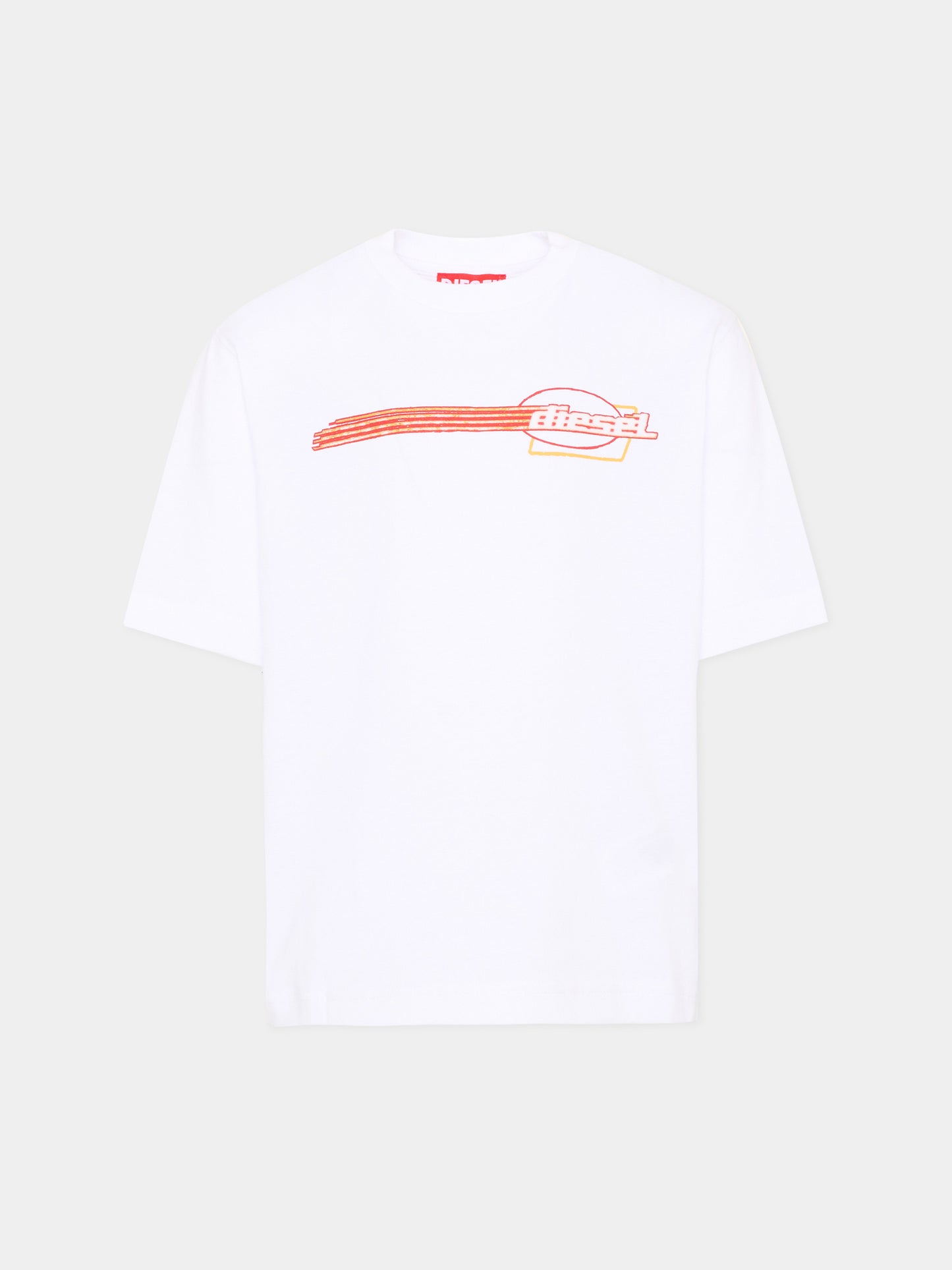 T-Shirt bianca per bambino con logo,Diesel,J02593 0GRAI K100