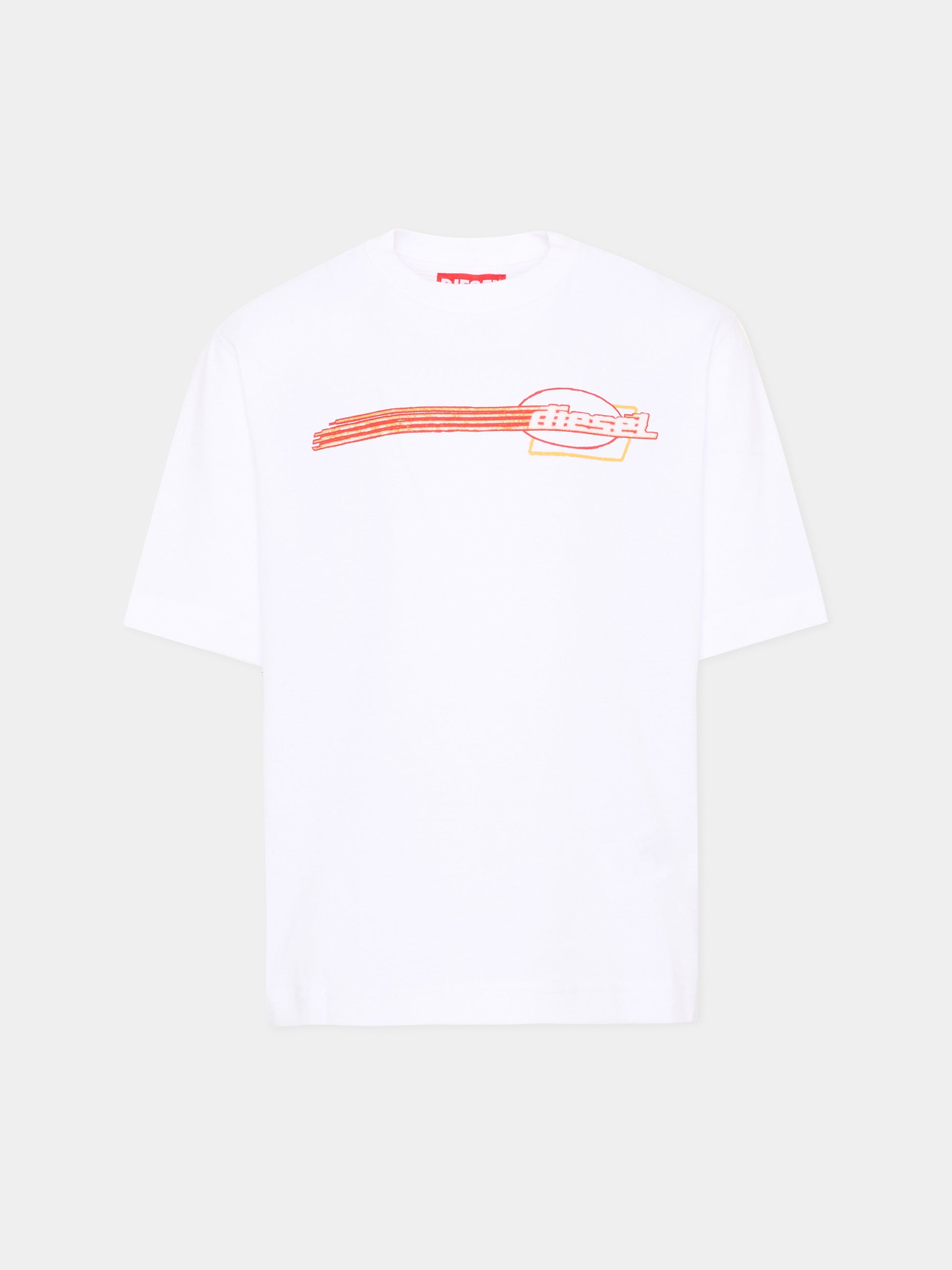 T-Shirt bianca per bambino con logo,Diesel,J02593 0GRAI K100
