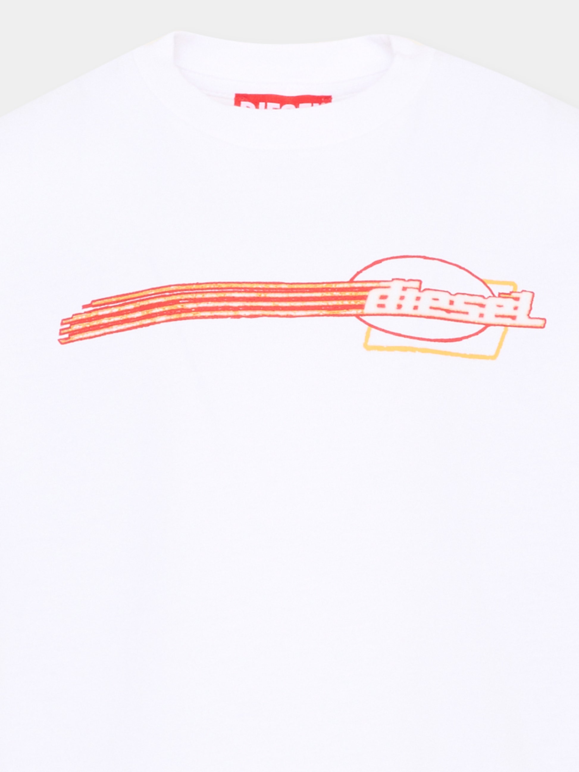 T-Shirt bianca per bambino con logo,Diesel,J02593 0GRAI K100