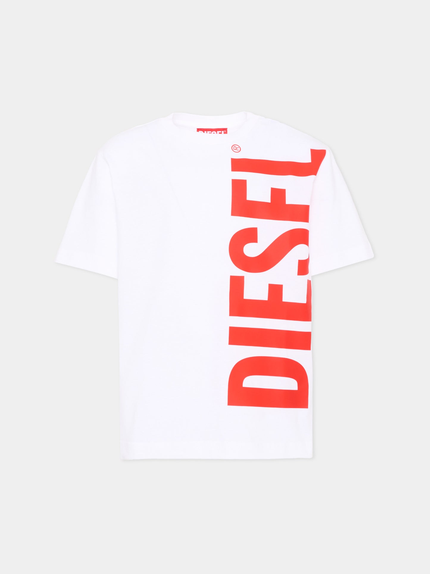 T-Shirt bianca Diesel per bambino con logo,Diesel,J02737 00YI9 K100