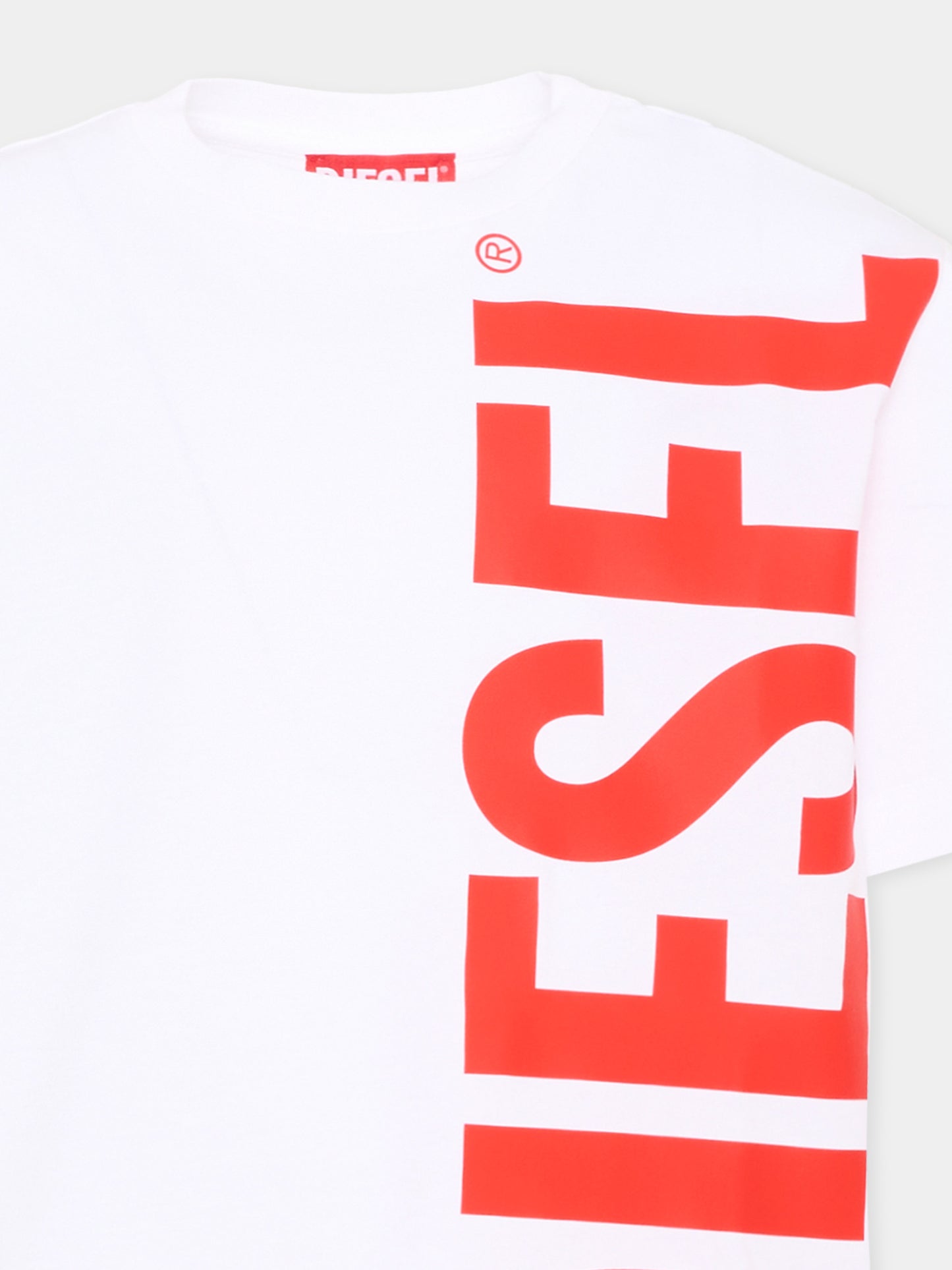T-Shirt bianca Diesel per bambino con logo,Diesel,J02737 00YI9 K100