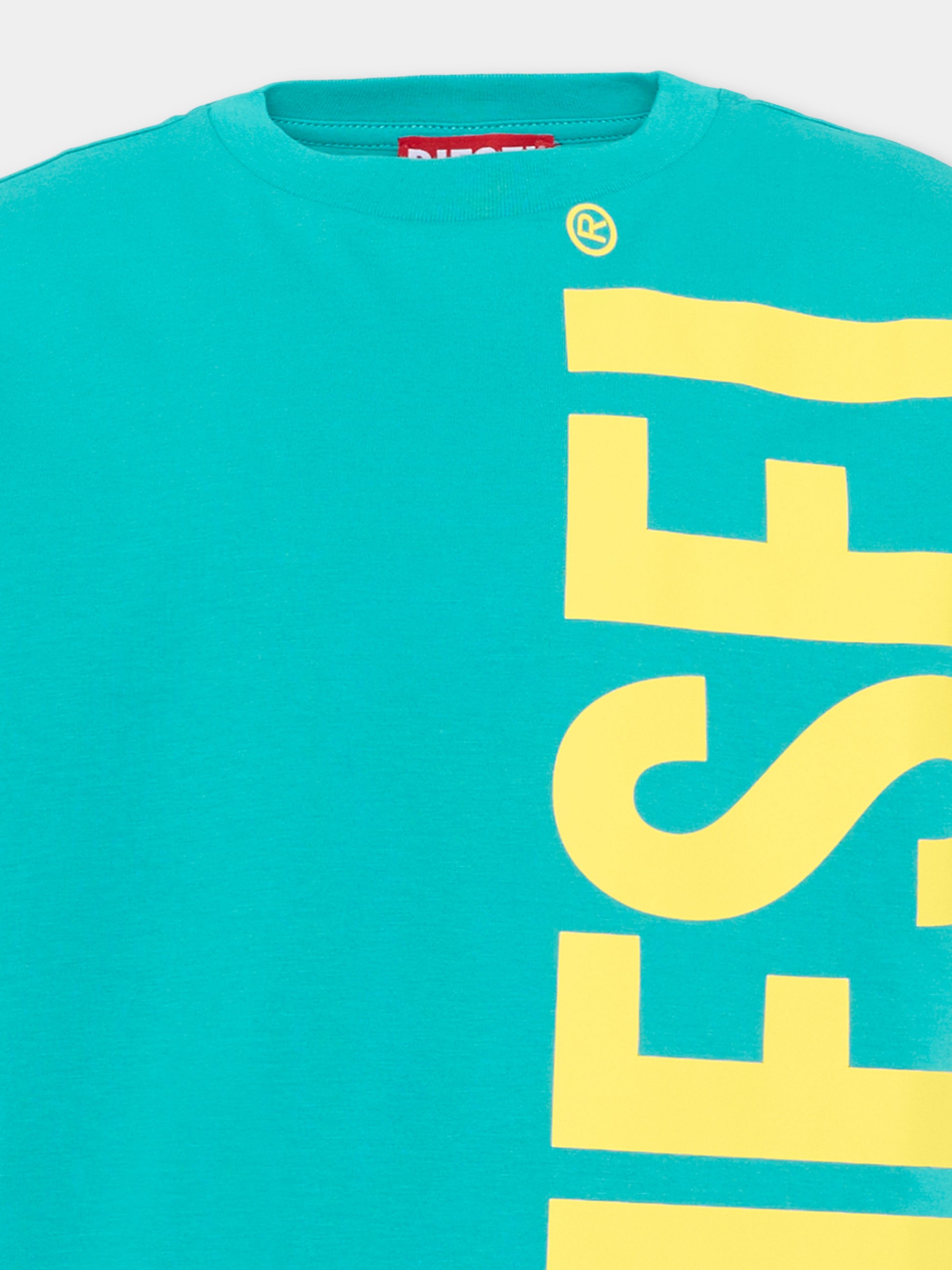 T-Shirt azzurra per bambino con logo,Diesel,J02737 00YI9 K569