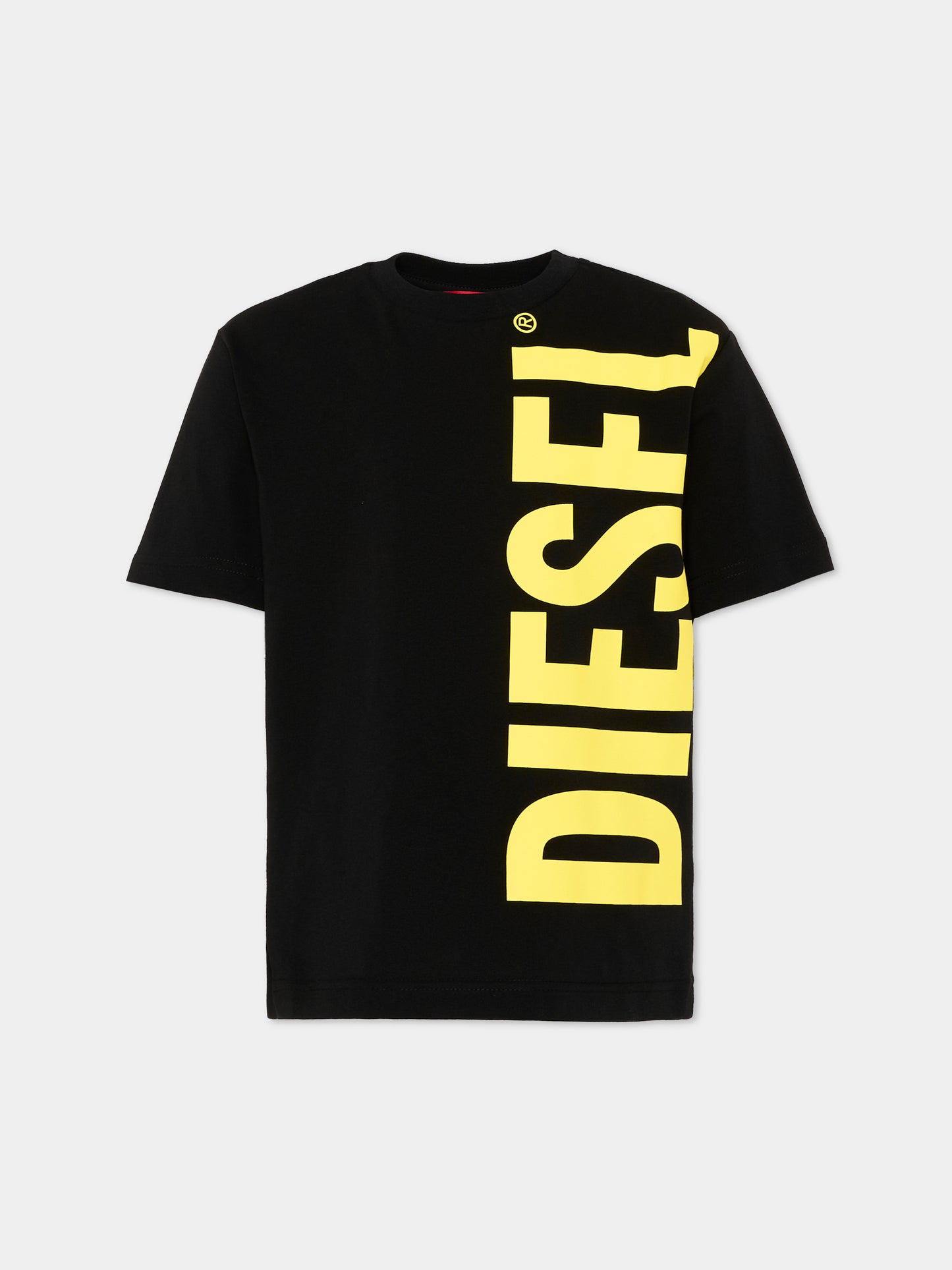 T-Shirt nera per bambino con logo,Diesel,J02737 00YI9 K900