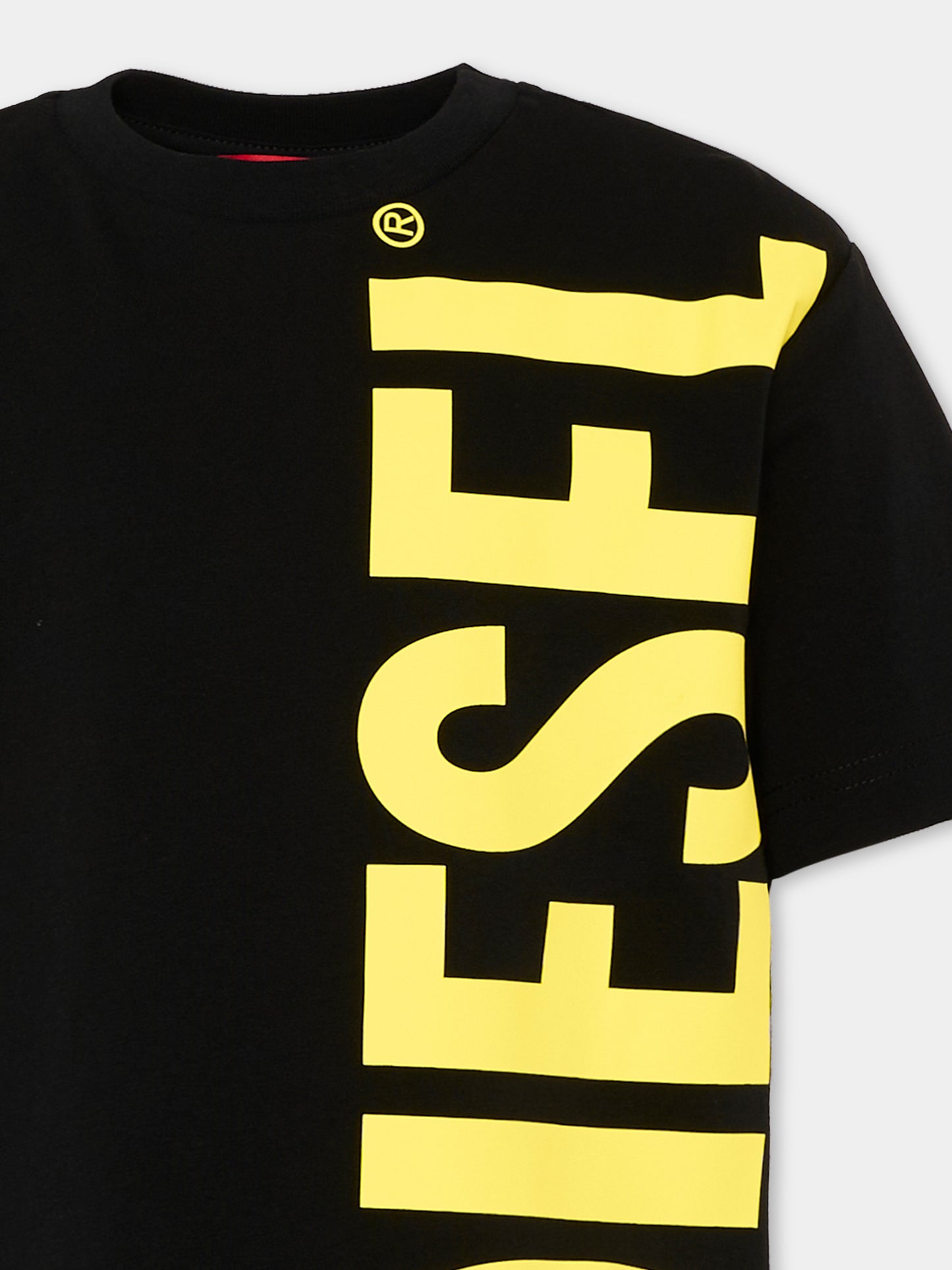 T-Shirt nera per bambino con logo,Diesel,J02737 00YI9 K900