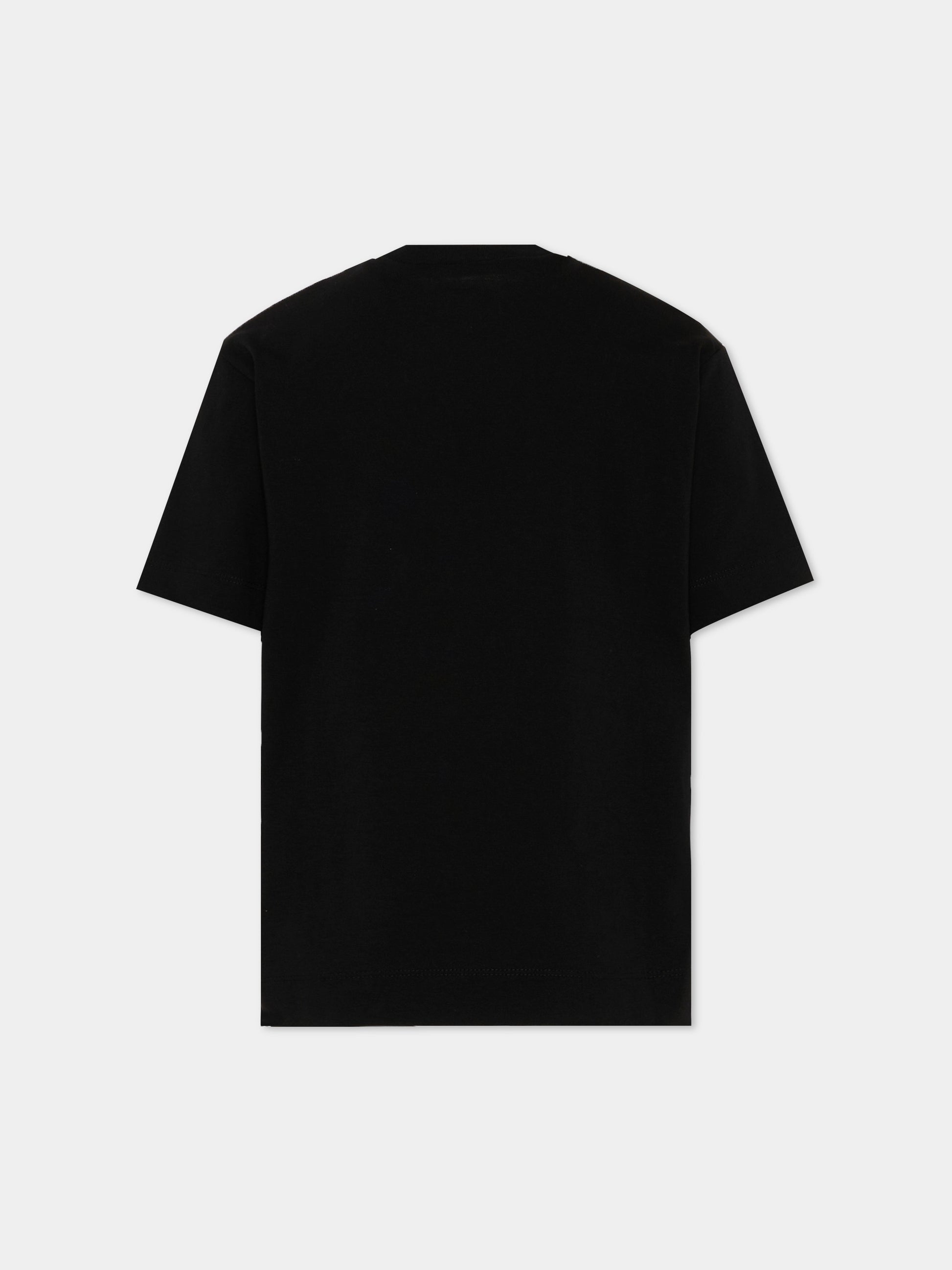 T-Shirt nera per bambini con logo,Marni Kids,M01265 M00RF 0M90D