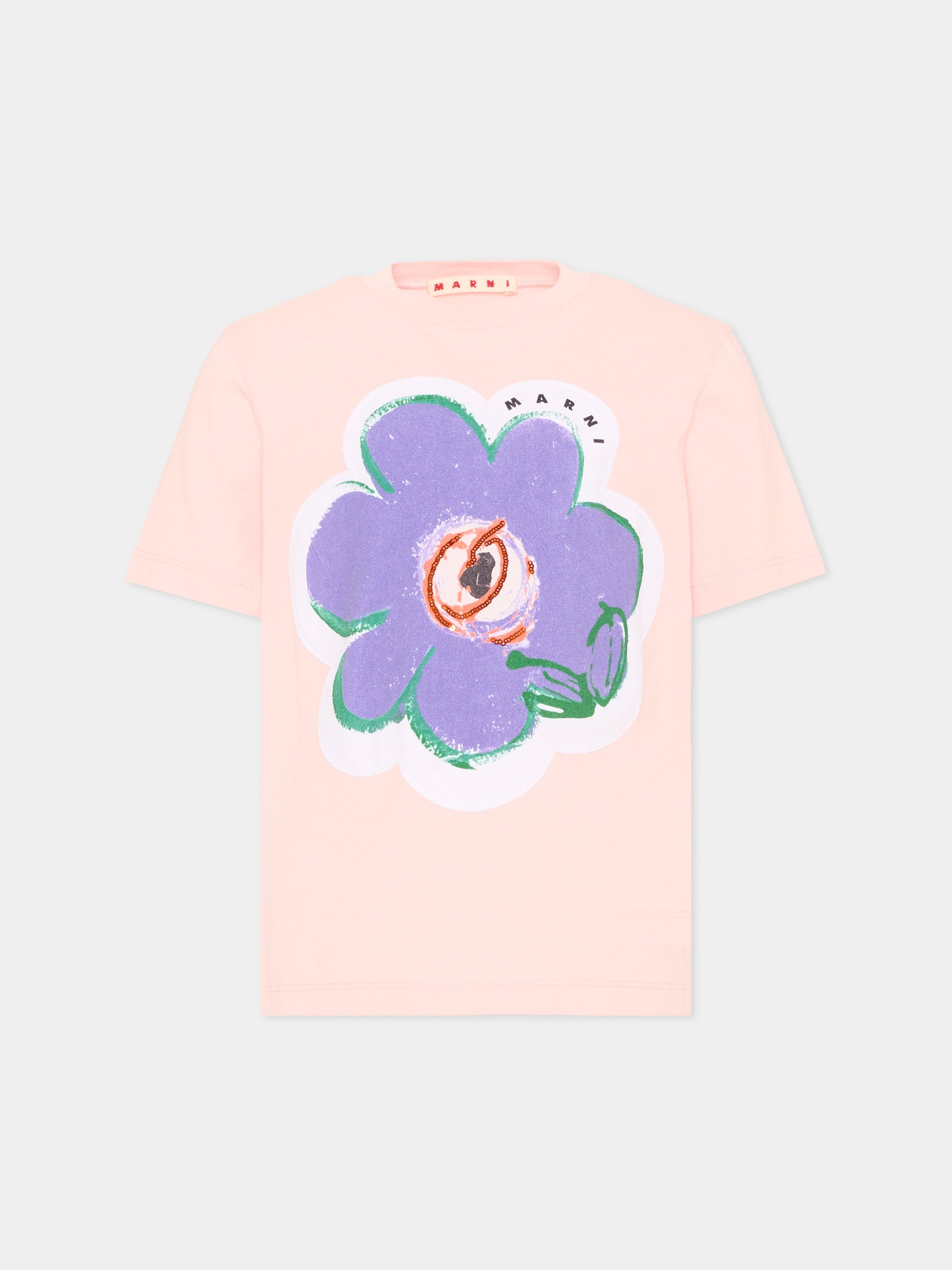 T-Shirt rosa per bambina con fiore,Marni Kids,M01672 M00HZ 0M351