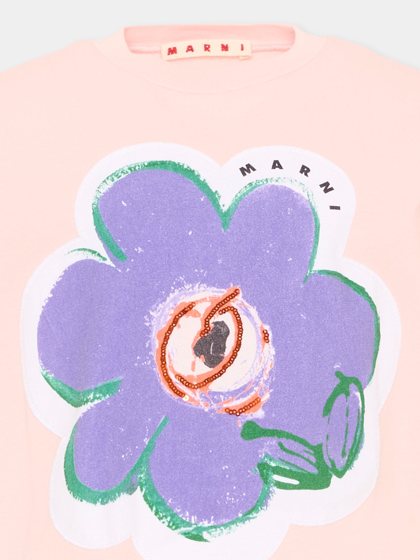 T-Shirt rosa per bambina con fiore,Marni Kids,M01672 M00HZ 0M351