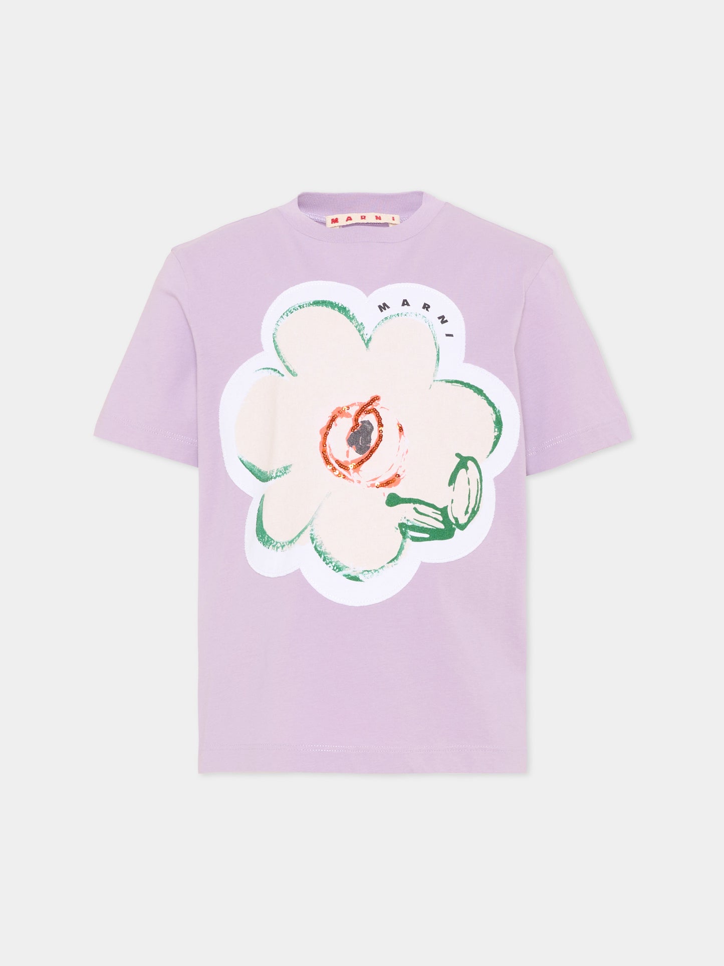 T-shirt lilla per bambina con fiore,Marni Kids,M01672 M00HZ 0M612