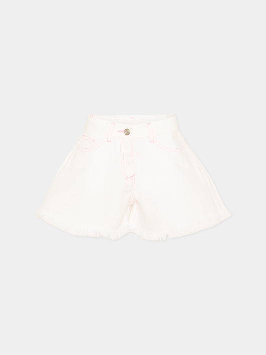 Shorts casual bianchi per bambina,Monnalisa,19H420 8043 0099