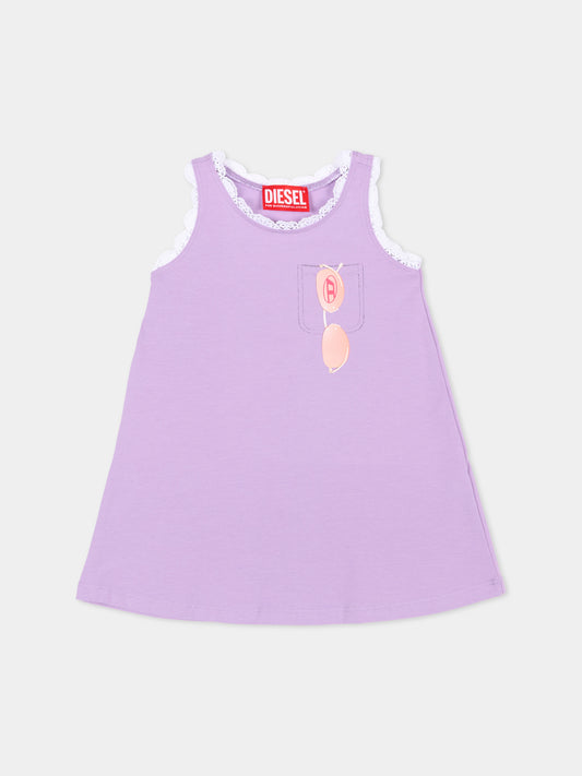 Vestito lilla per neonata con logo,Diesel,K00639 0AFAA K64A