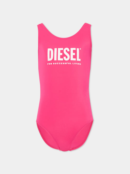 Costume intero fucsia per bambina,Diesel,J02296 KYAG8 K378