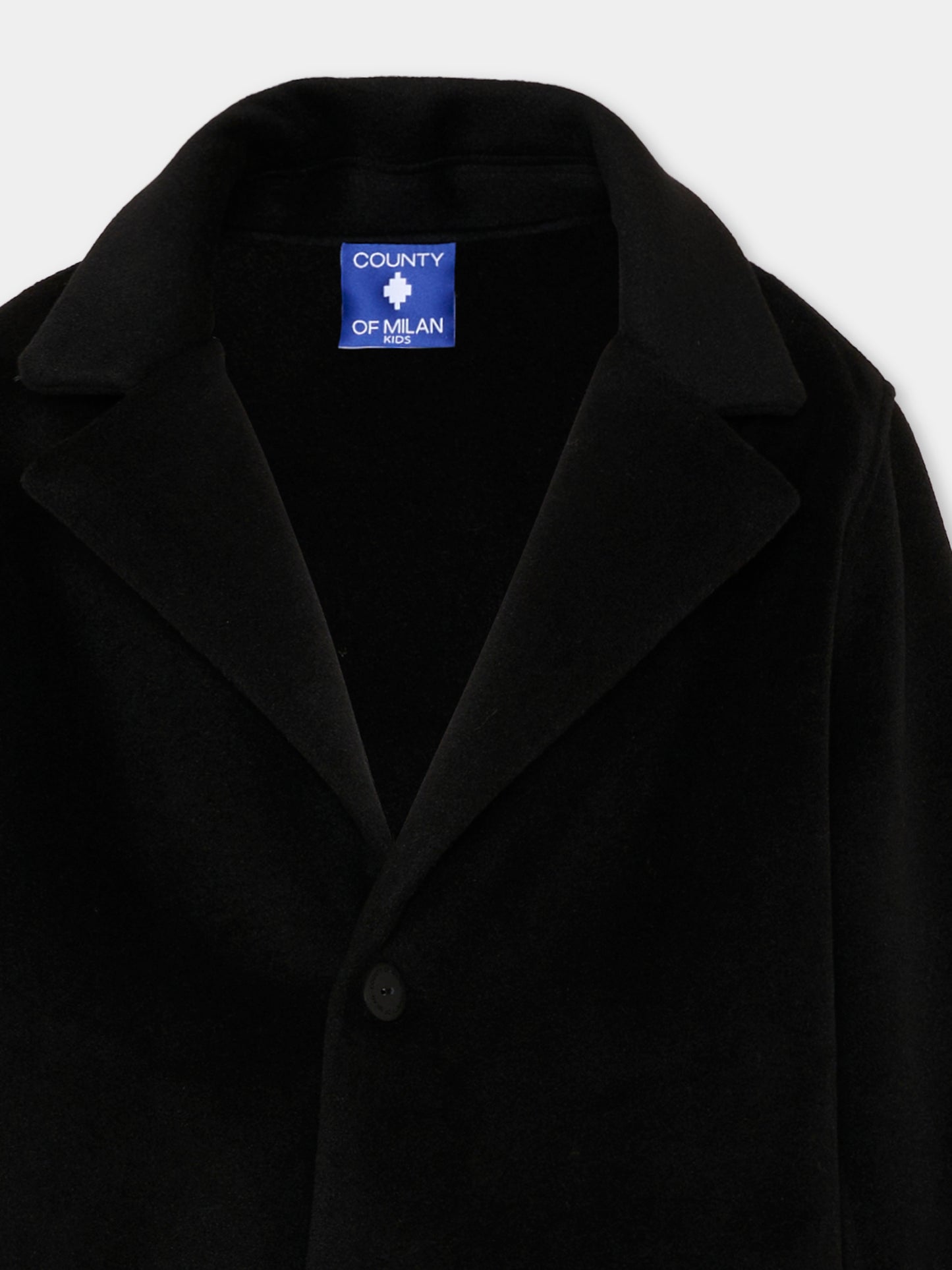 Cappotto nero per bambino con logo,County Of Milan Kids,F5CMJBCO049 110