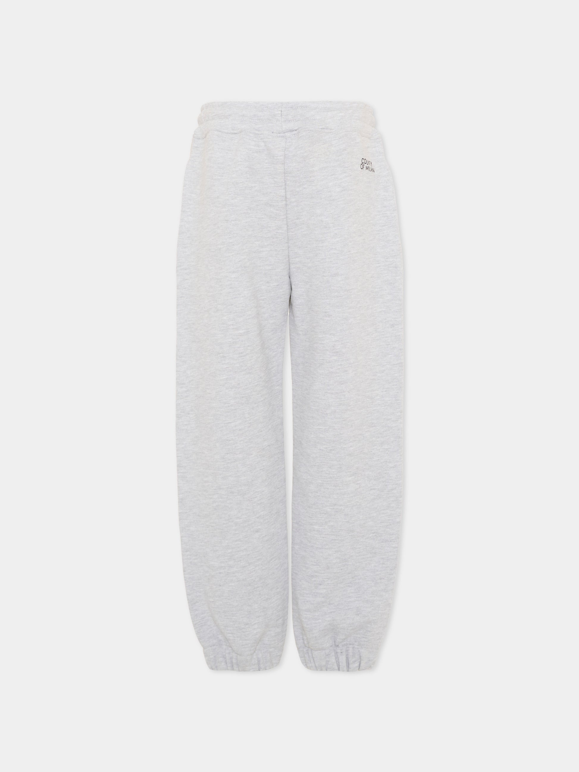 Pantalone sportivo grigio per bambino con logo,County Of Milan Kids,F5CMJBFP005 101