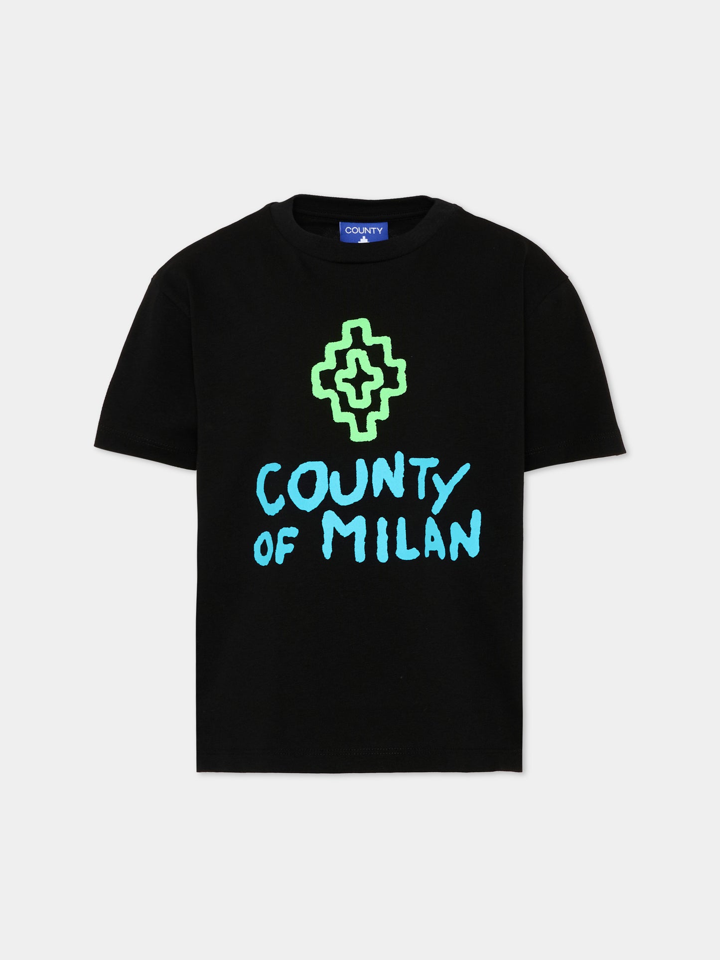 T-shirt nera per bambino con logo,County Of Milan Kids,F5CMJBTH069 110