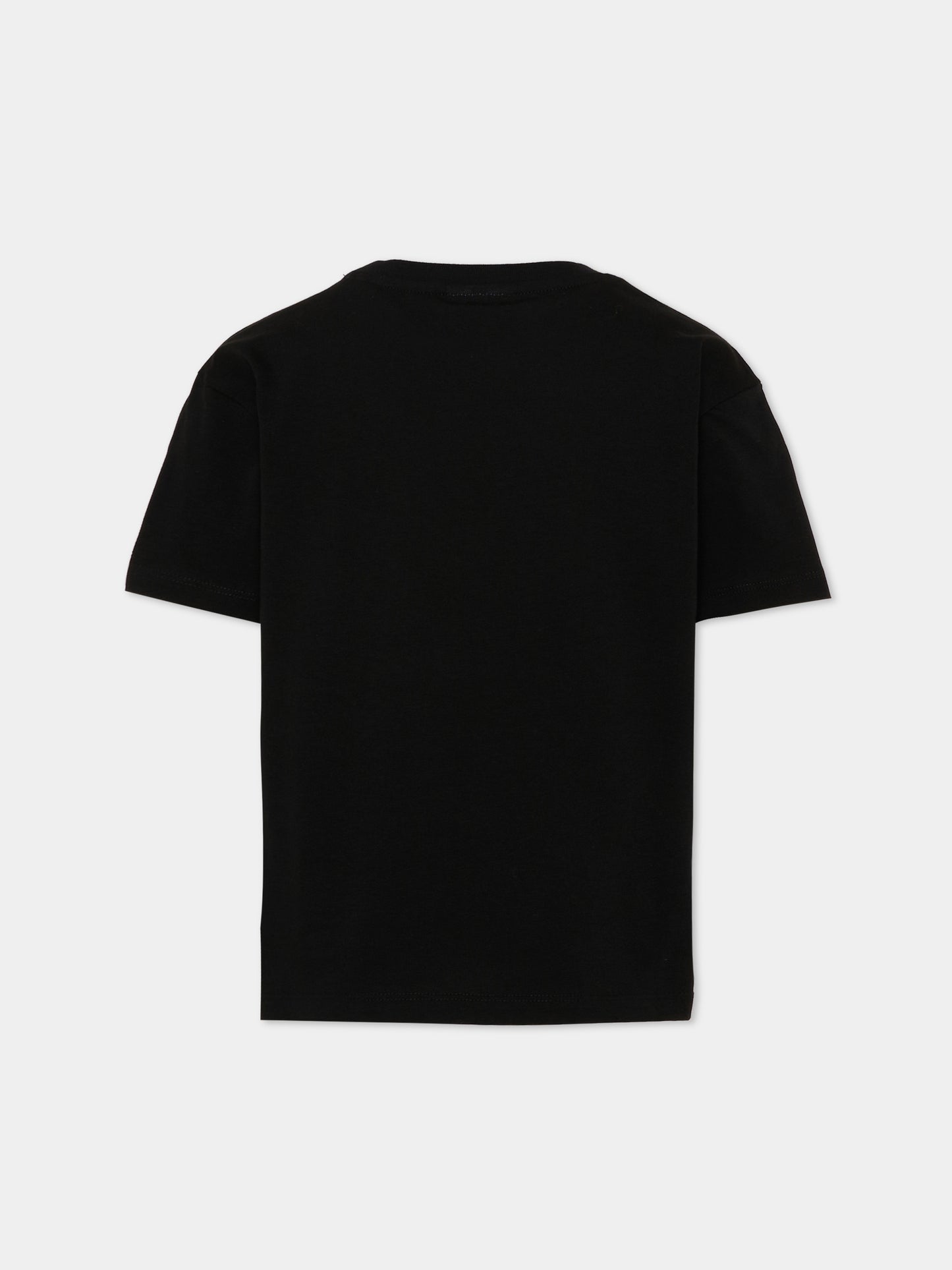 T-shirt nera per bambino con logo,County Of Milan Kids,F5CMJBTH069 110