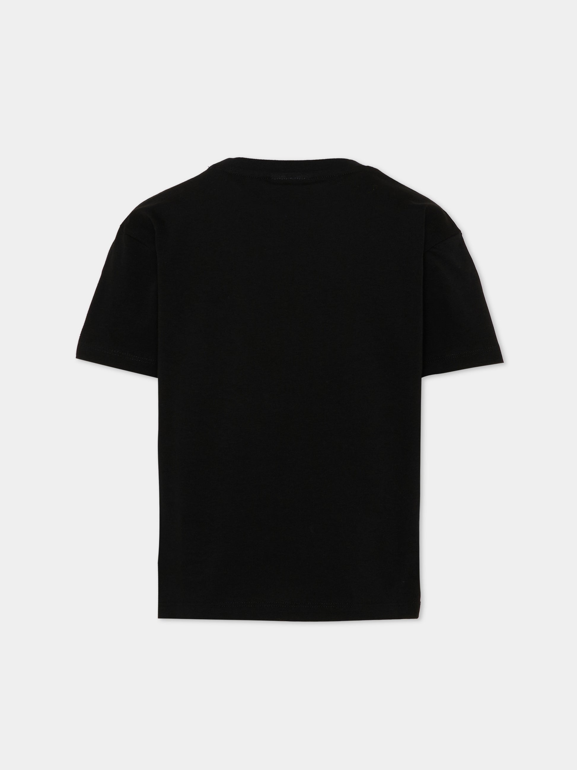 T-shirt nera per bambino con logo,County Of Milan Kids,F5CMJBTH069 110