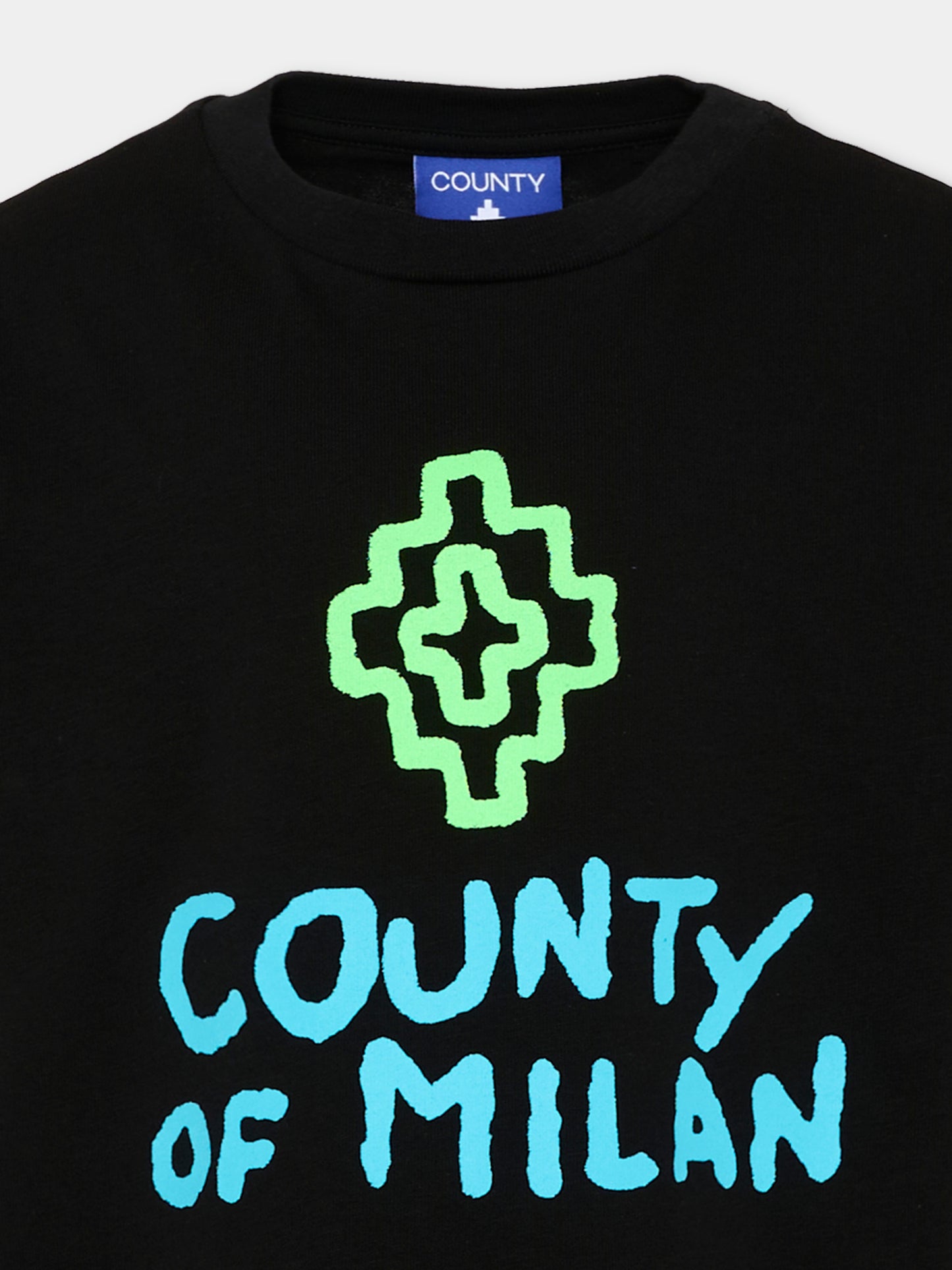 T-shirt nera per bambino con logo,County Of Milan Kids,F5CMJBTH069 110