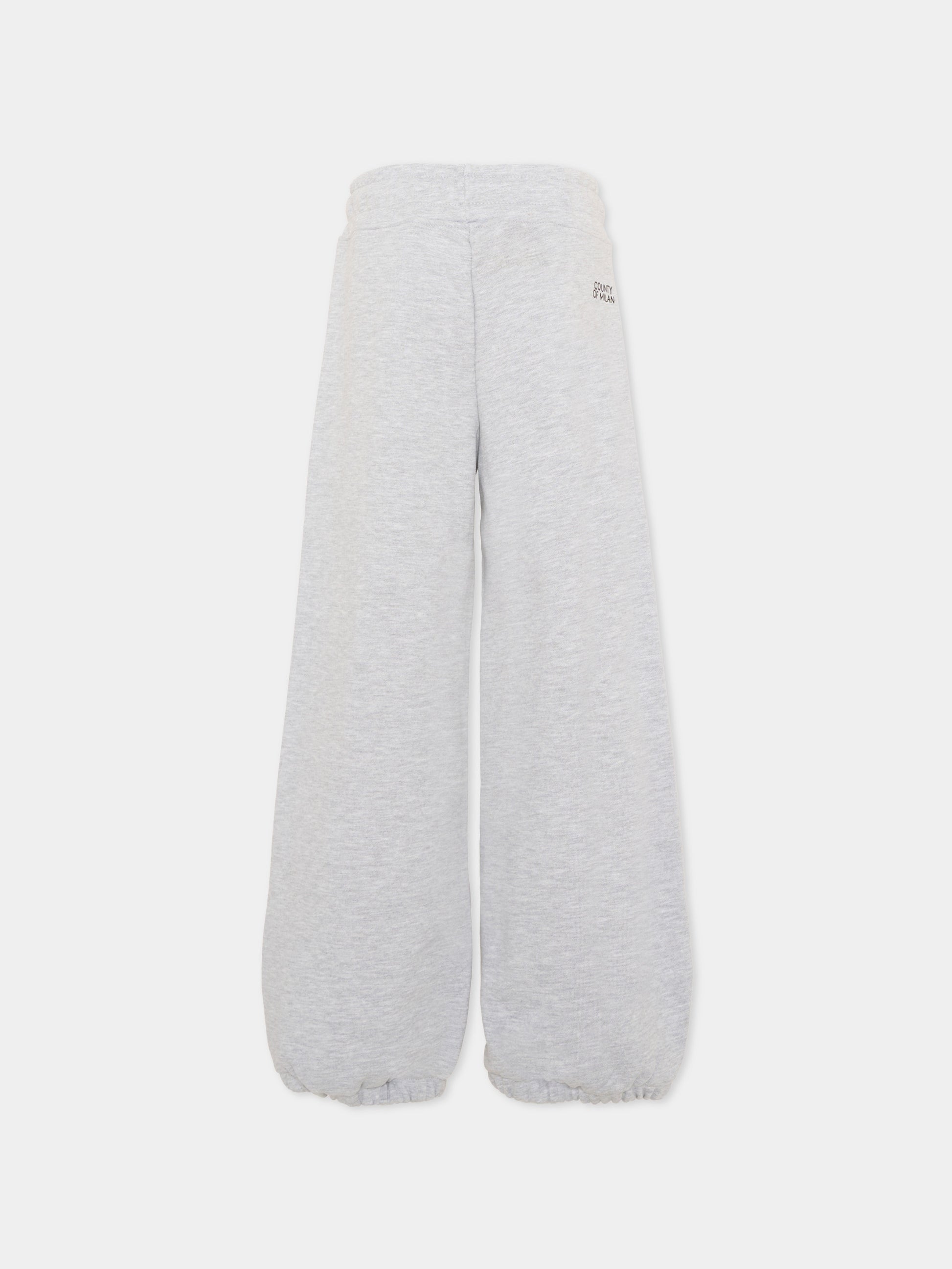 Pantalone grigio per bambina con logo,County Of Milan Kids,F5CMJGFP086 101