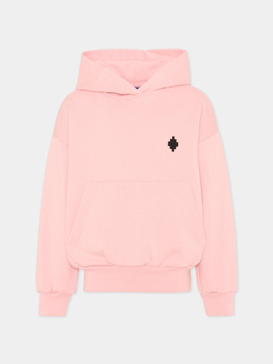 Felpa rosa per bambina con logo,County Of Milan Kids,F5CMJGHS084 BW008