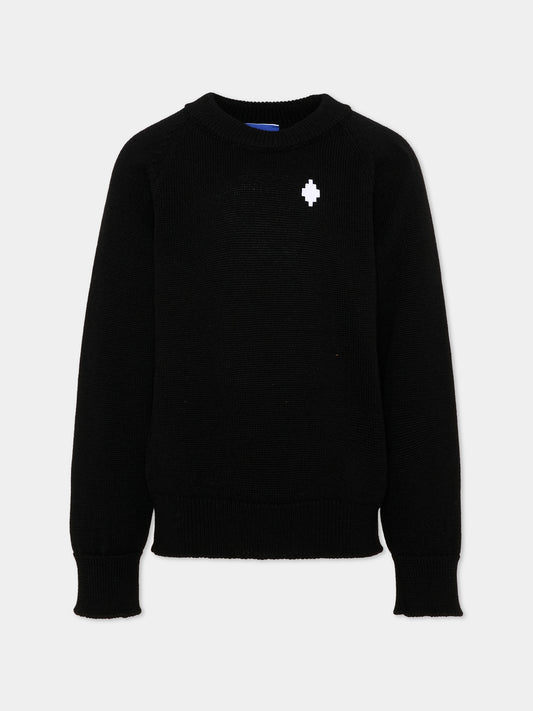 Maglione nero per bambina con logo,County Of Milan Kids,F5CMJGJP033 110