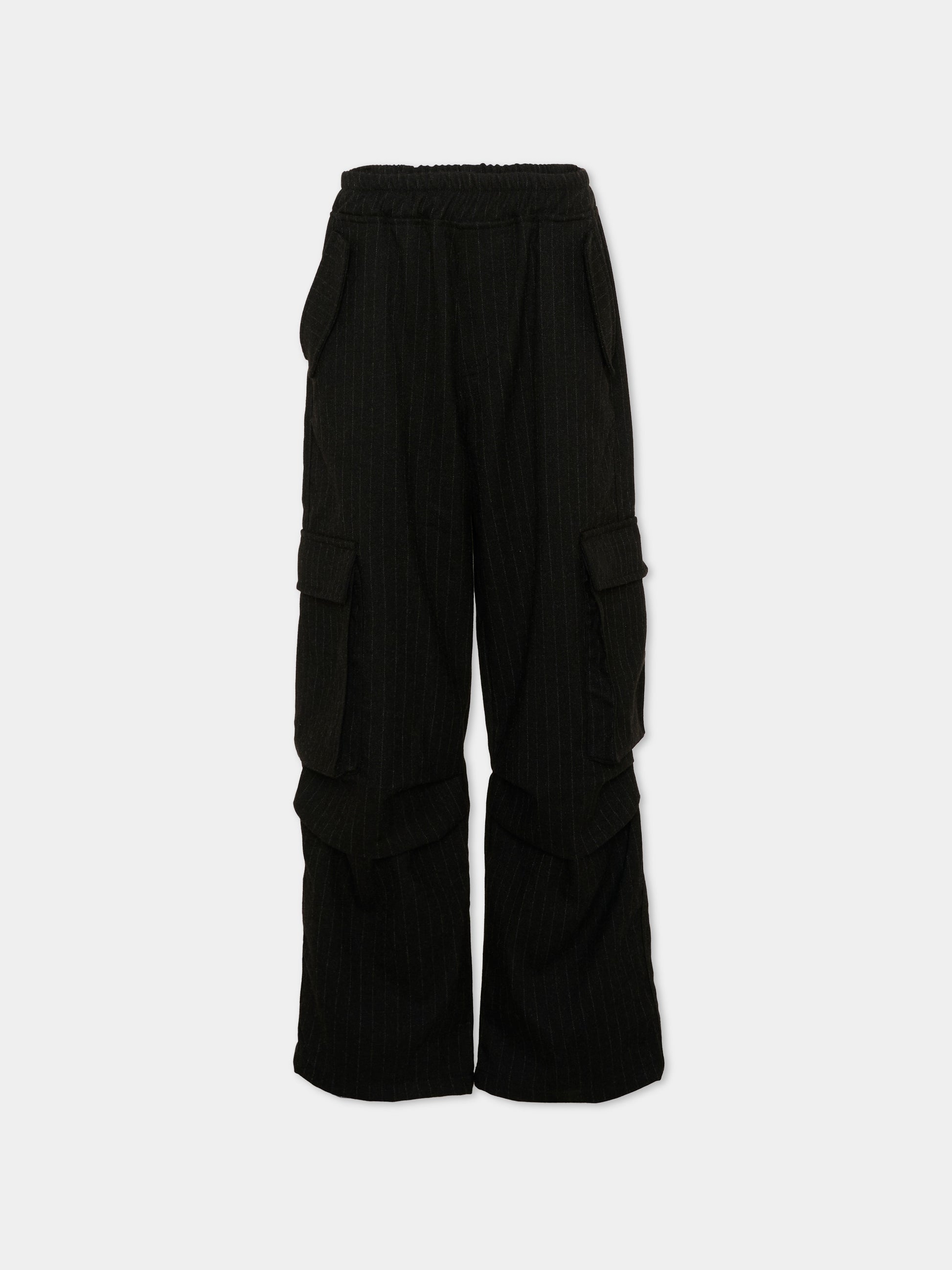 Pantaloni cargo neri per bambina con logo,County Of Milan Kids,F5CMJGPA019 110