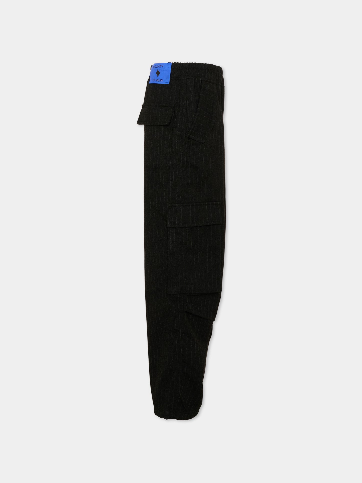 Pantaloni cargo neri per bambina con logo,County Of Milan Kids,F5CMJGPA019 110