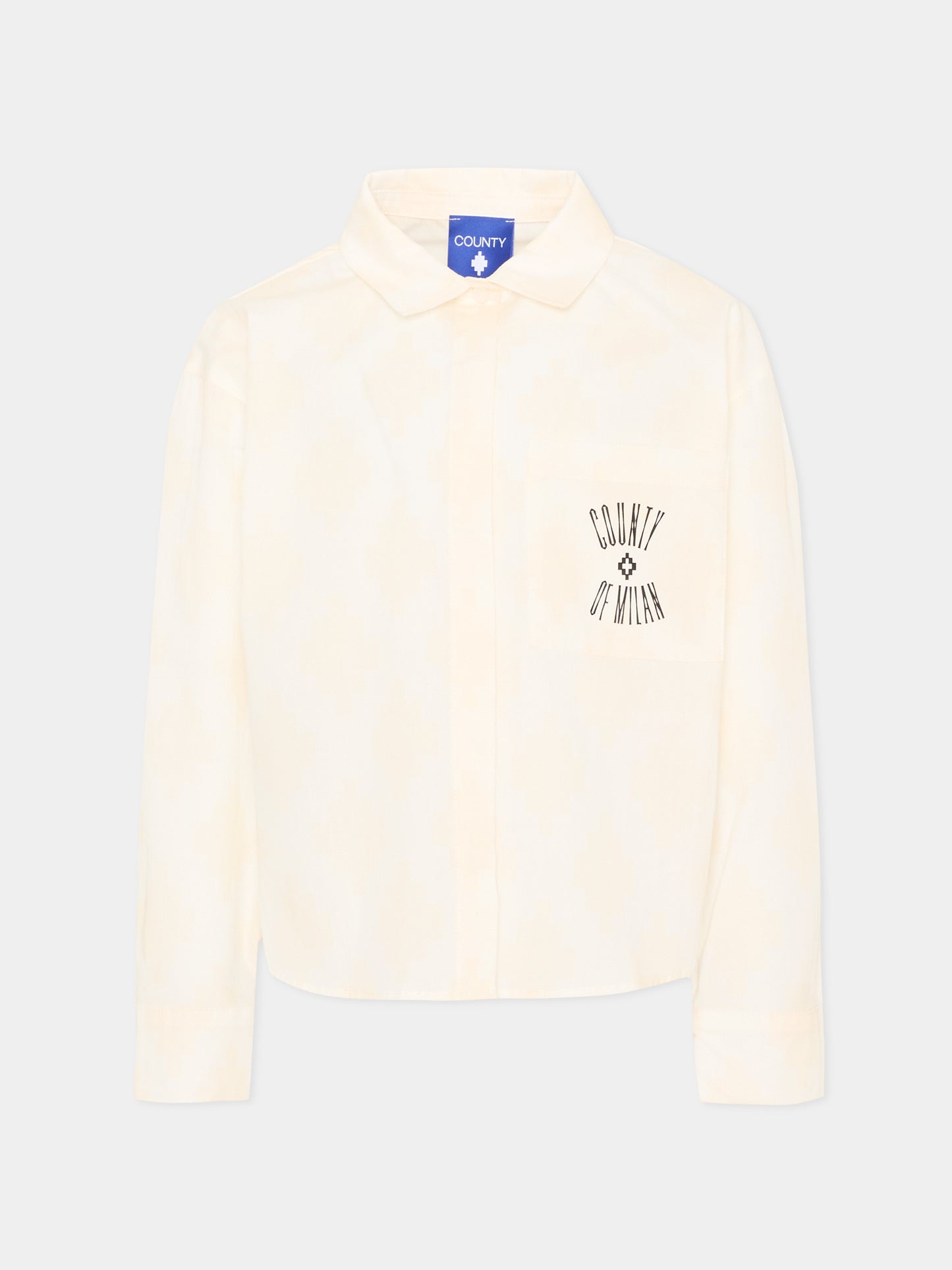 Camicia avorio per bambina con logo,County Of Milan Kids,F5CMJGSI017 002