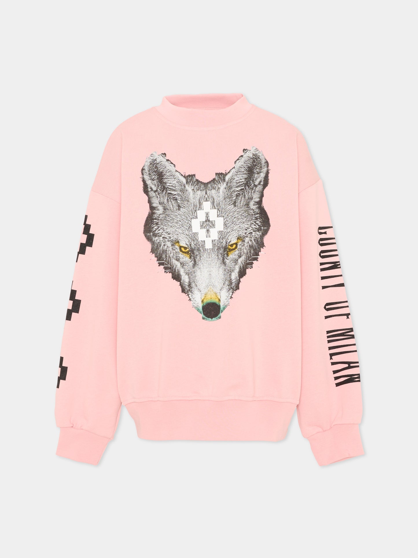 Felpa rosa per bambina con lupo,County Of Milan Kids,F5CMJGSW093 BW008