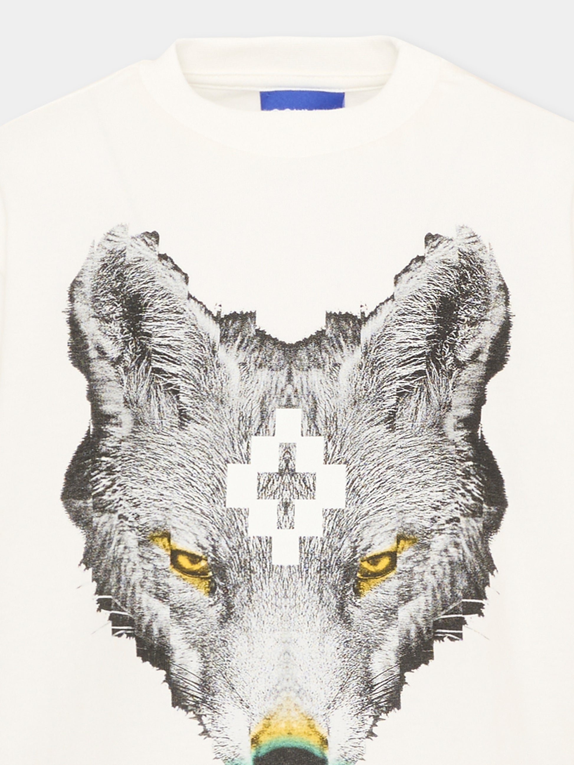 T-shirt avorio per bambina con lupo,County Of Milan Kids,F5CMJGTH089 002