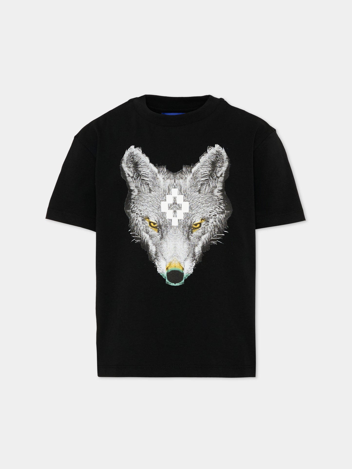 T-shirt nera per bambina con lupo,County Of Milan Kids,F5CMJGTH089 110