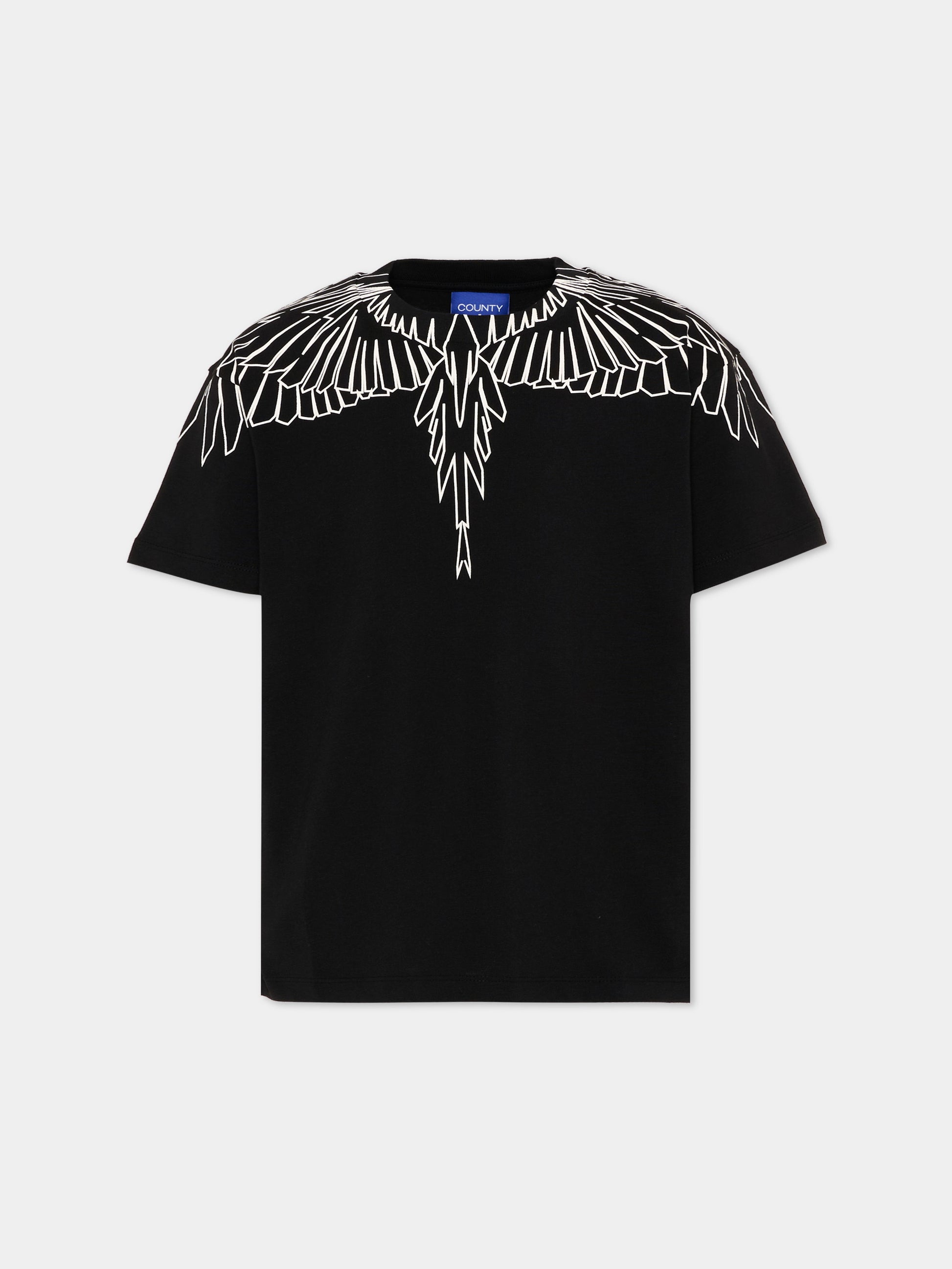 T-shirt nera per bambina con ali,County Of Milan Kids,F5CMJGTH102 110