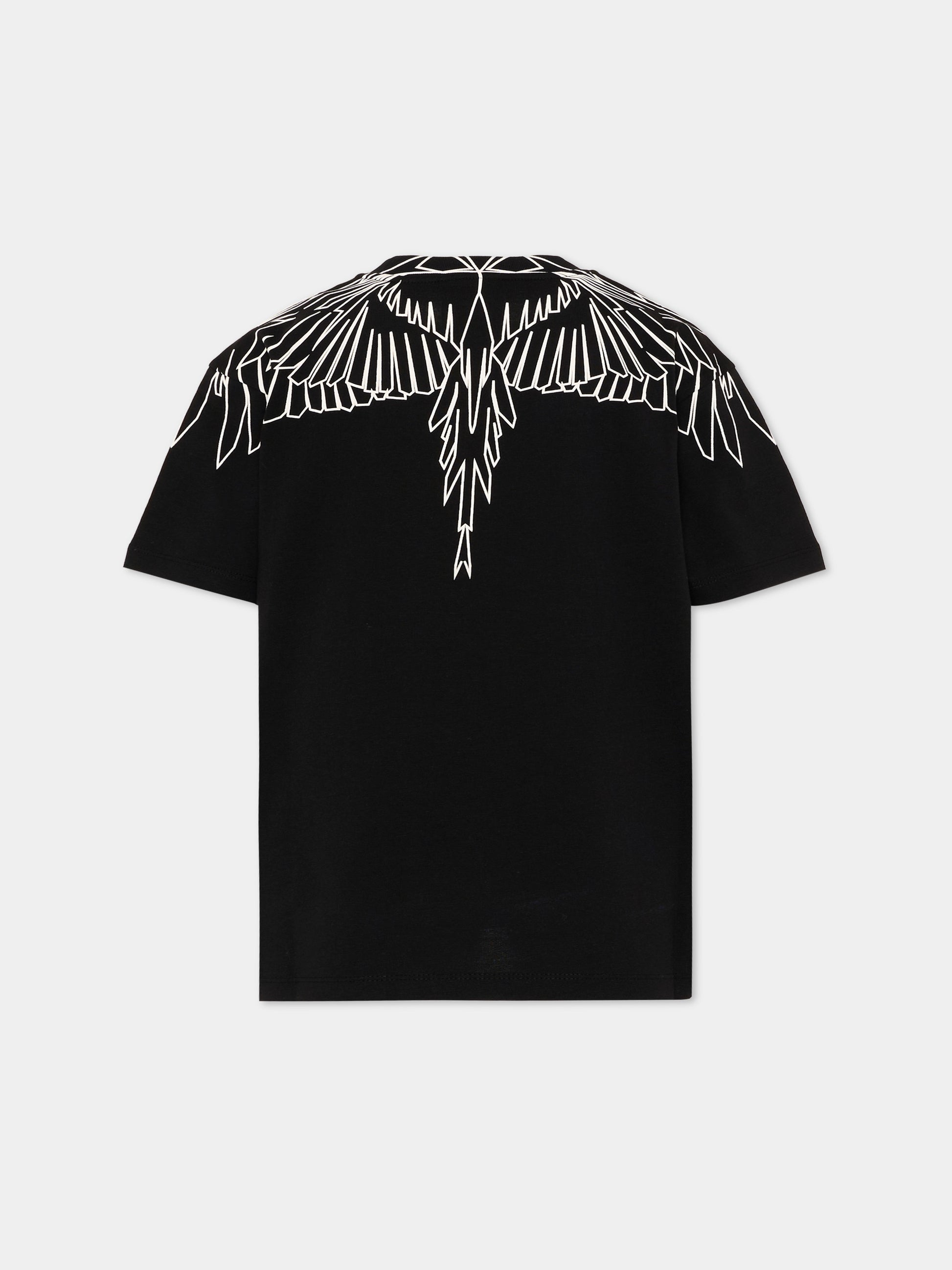 T-shirt nera per bambina con ali,County Of Milan Kids,F5CMJGTH102 110