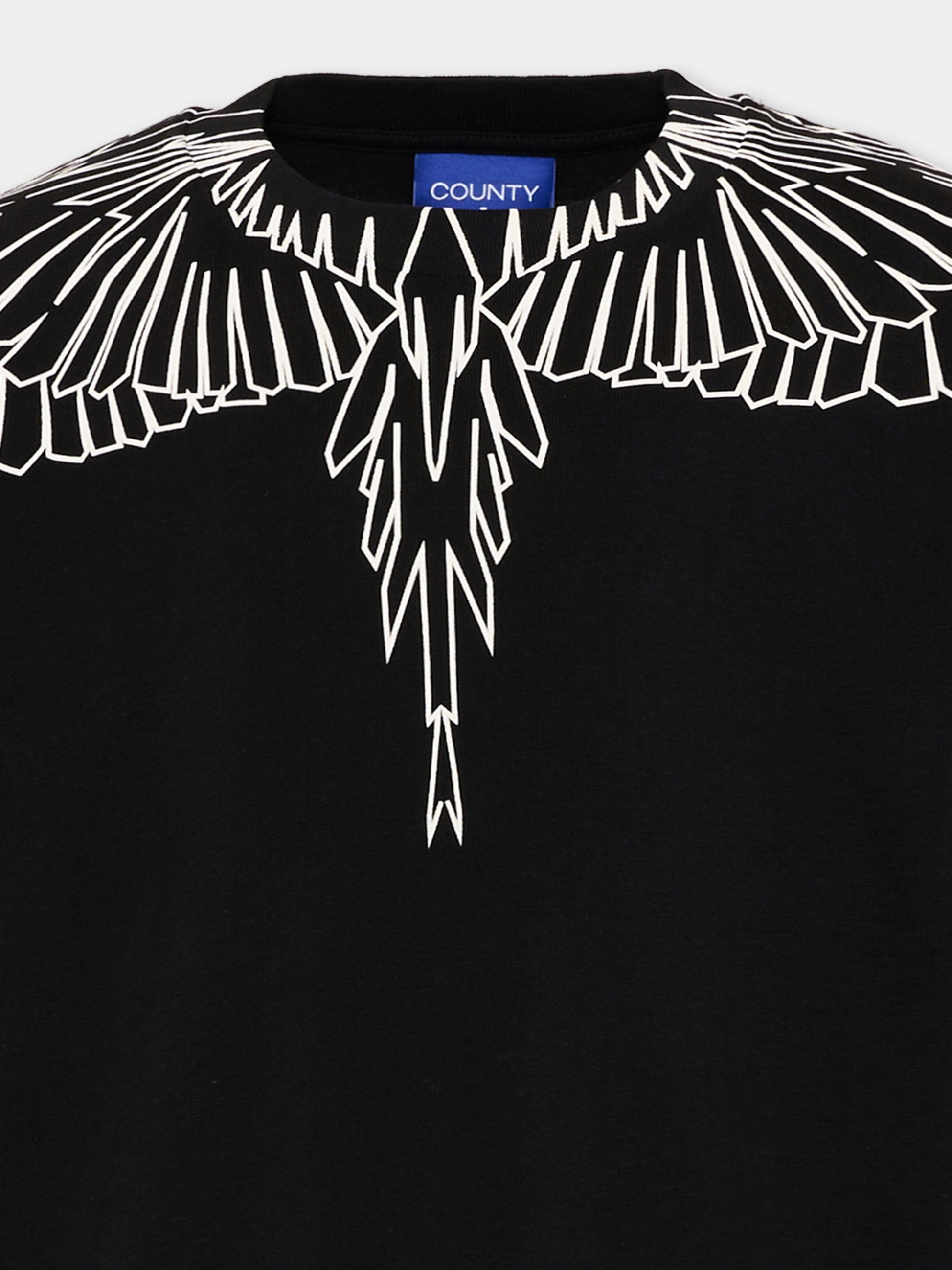 T-shirt nera per bambina con ali,County Of Milan Kids,F5CMJGTH102 110
