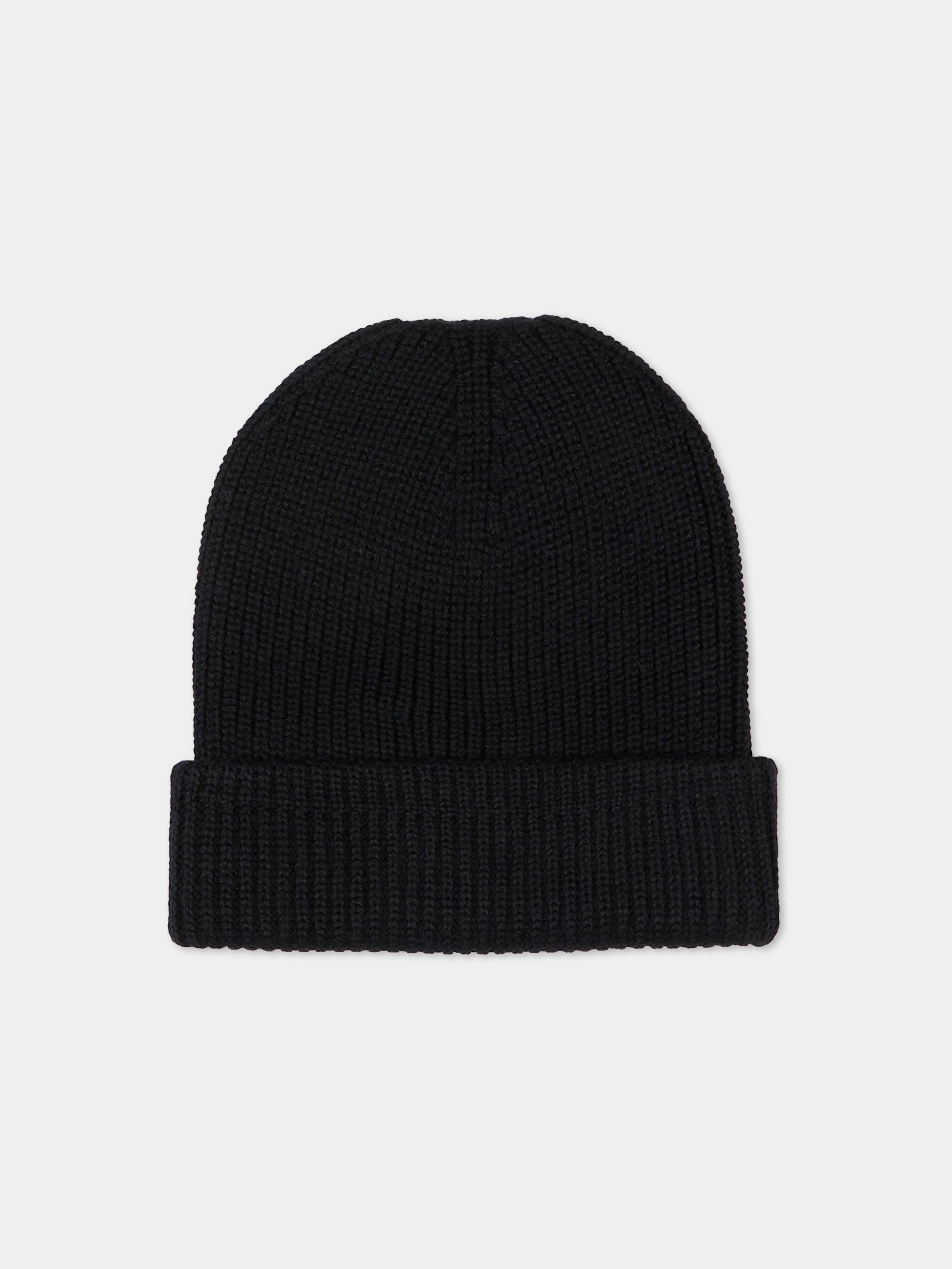 Berretto nero per bambini con logo,County Of Milan Kids,F5CMJUHT036 110