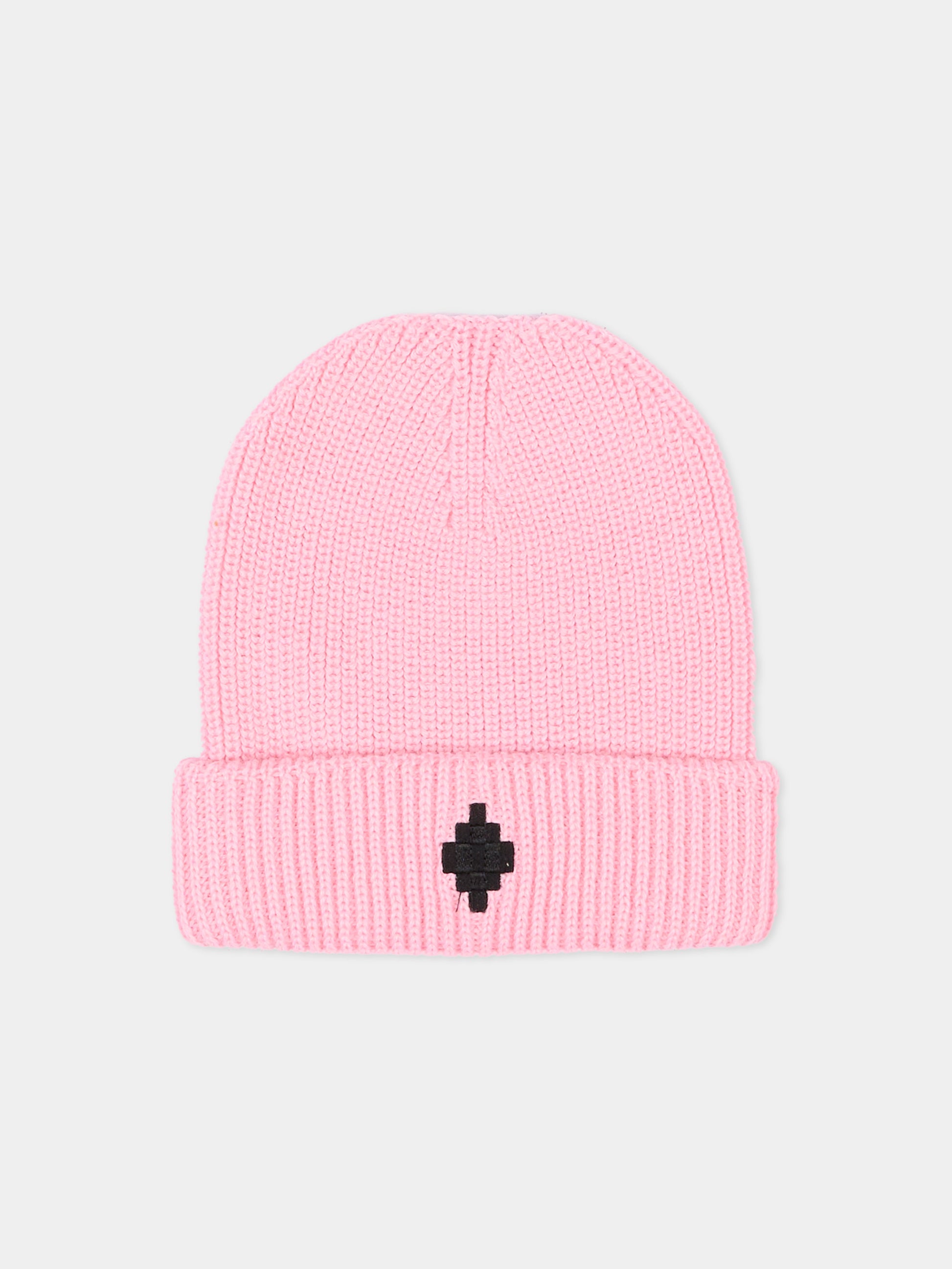 Berretto rosa per bambina con logo,County Of Milan Kids,F5CMJUHT036 BW008