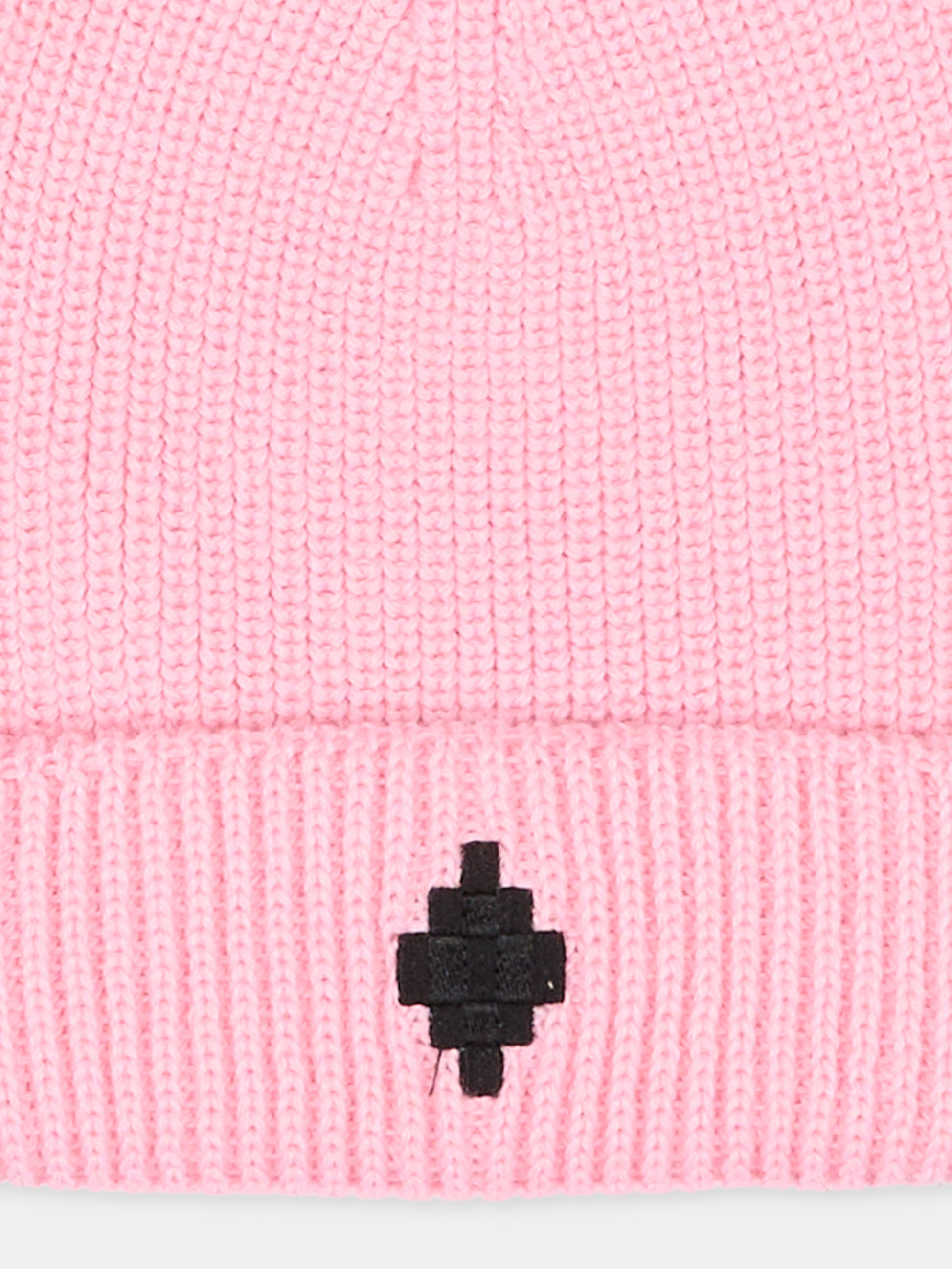 Berretto rosa per bambina con logo,County Of Milan Kids,F5CMJUHT036 BW008