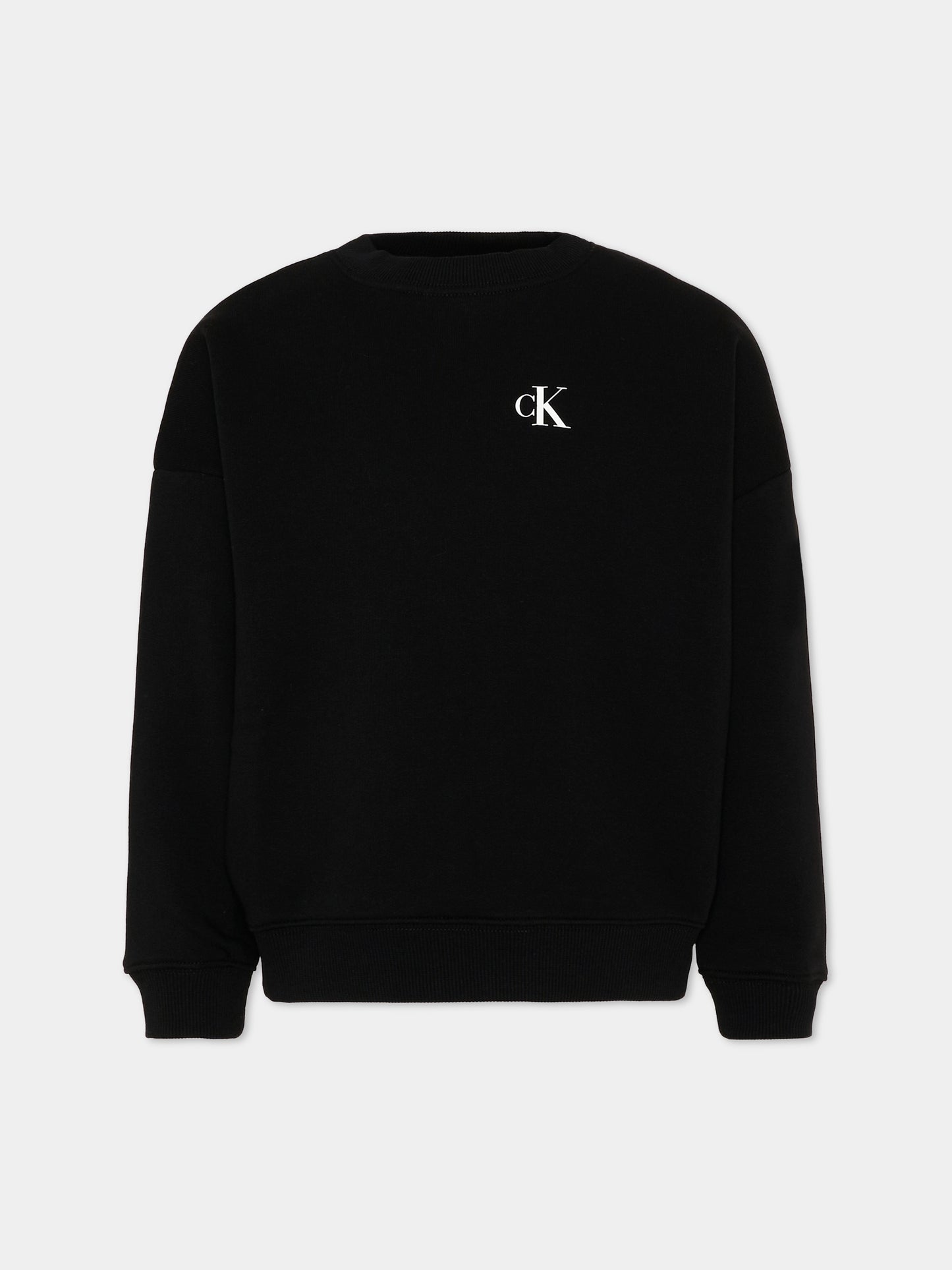 Felpa nera per bambino con logo,Calvin Klein Kids,LVCKSJB03B BEH