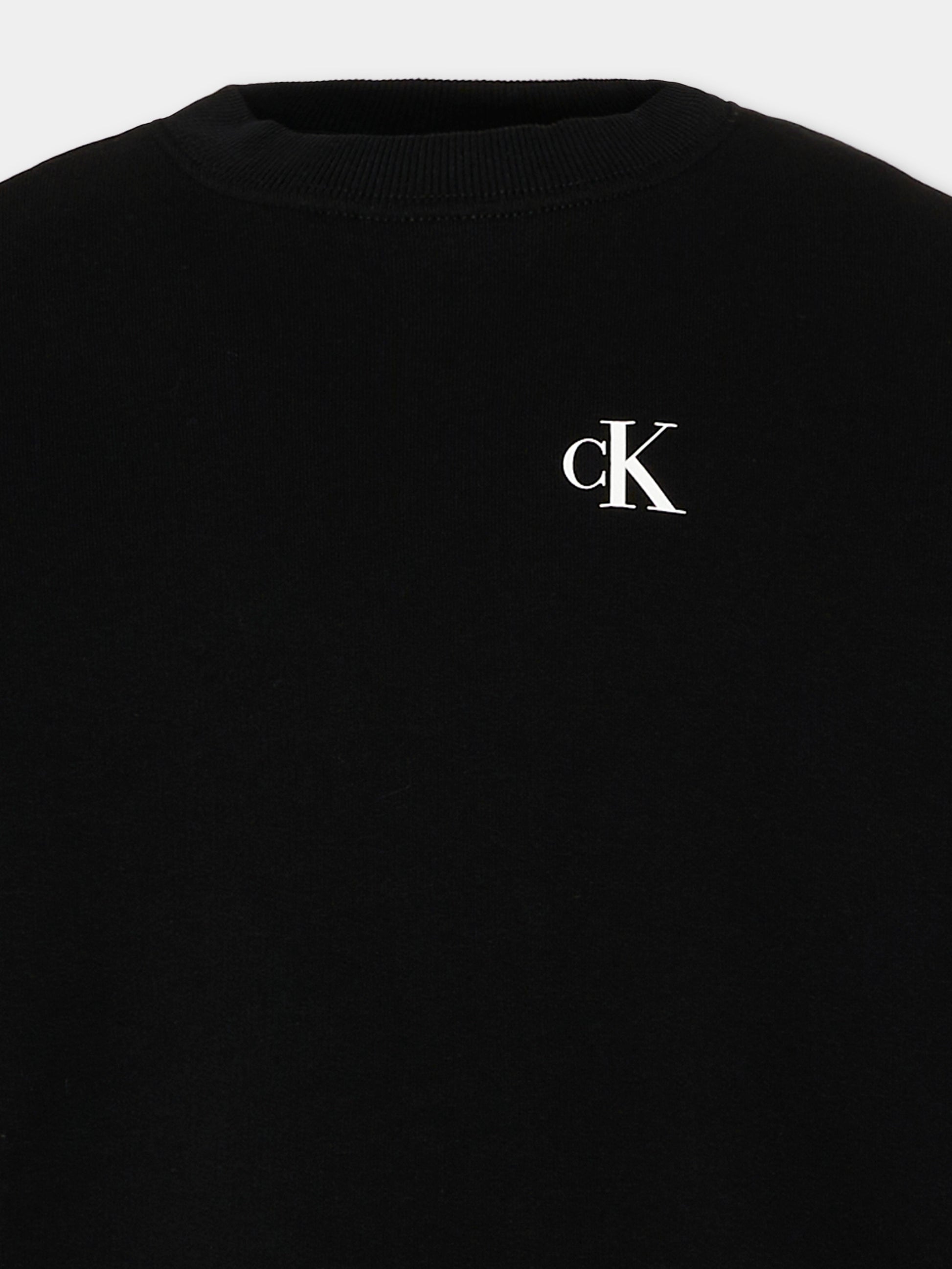 Felpa nera per bambino con logo,Calvin Klein Kids,LVCKSJB03B BEH