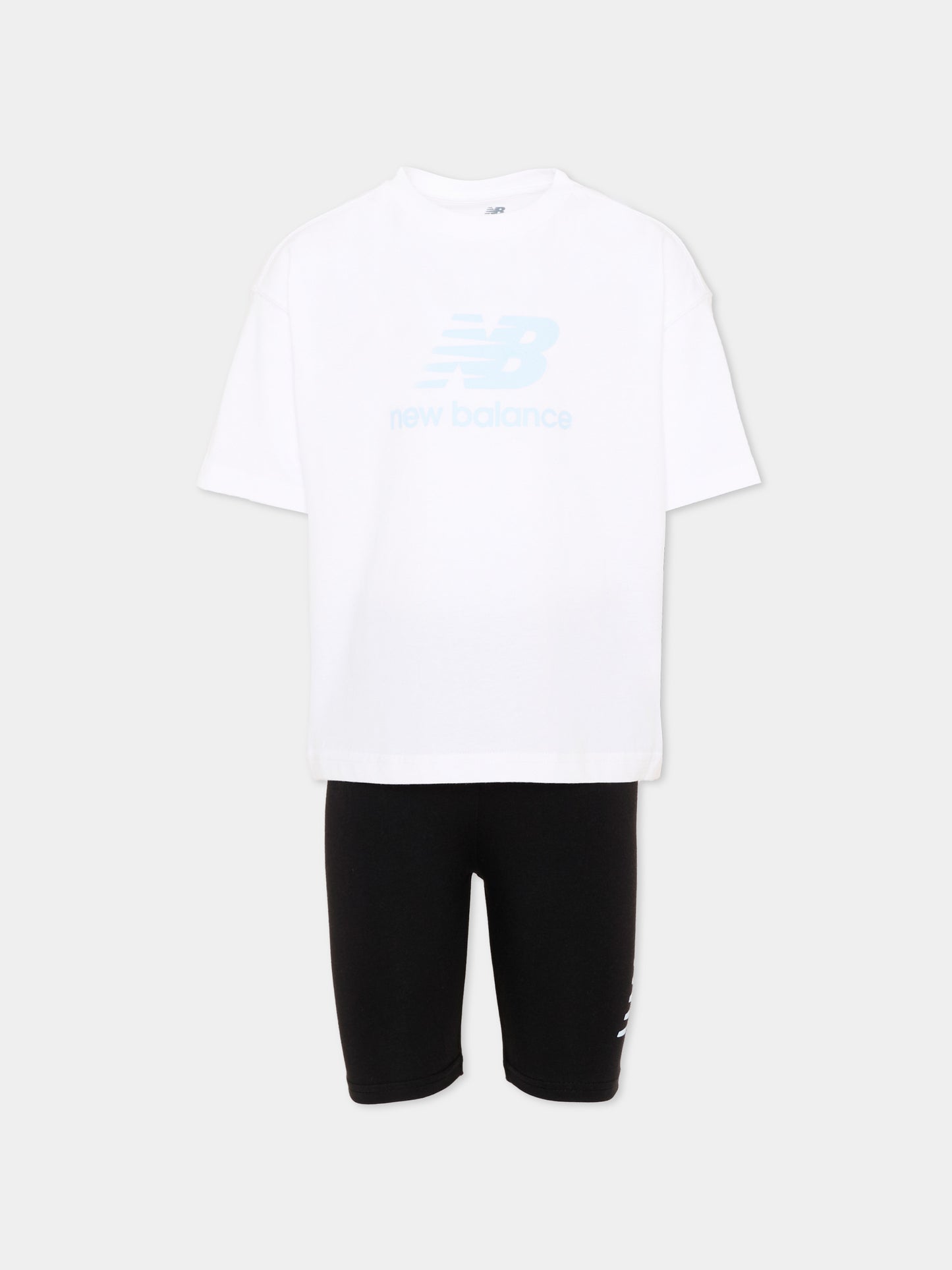 Completo sportivo bianco per bambina con logo,New Balance,LAKG0076 BWE