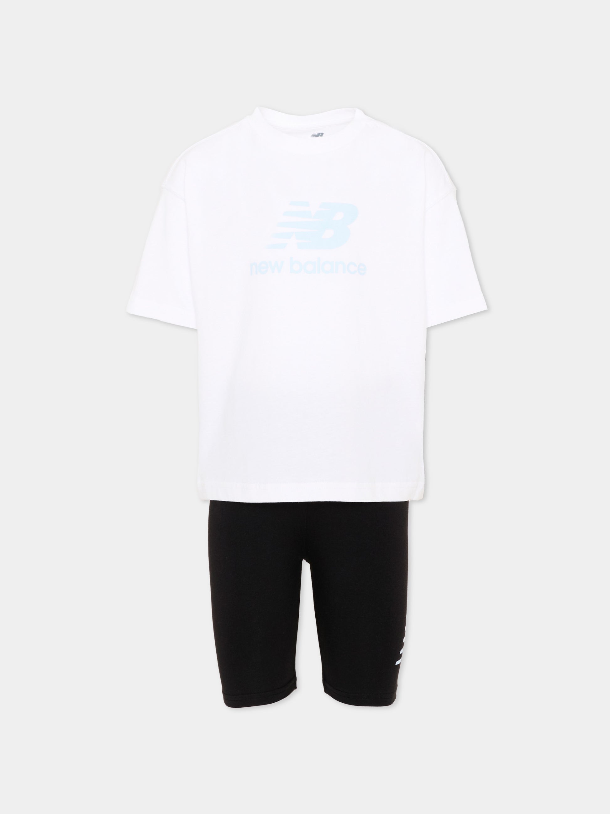 Completo sportivo bianco per bambina con logo,New Balance,LAKG0076 BWE