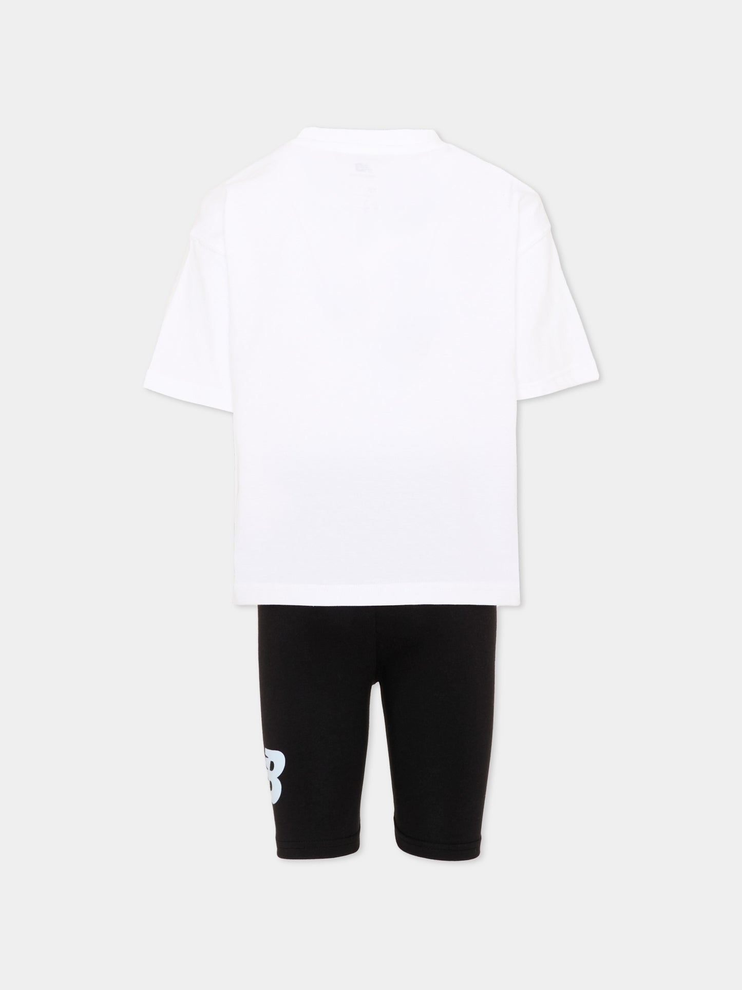 Completo sportivo bianco per bambina con logo,New Balance,LAKG0076 BWE