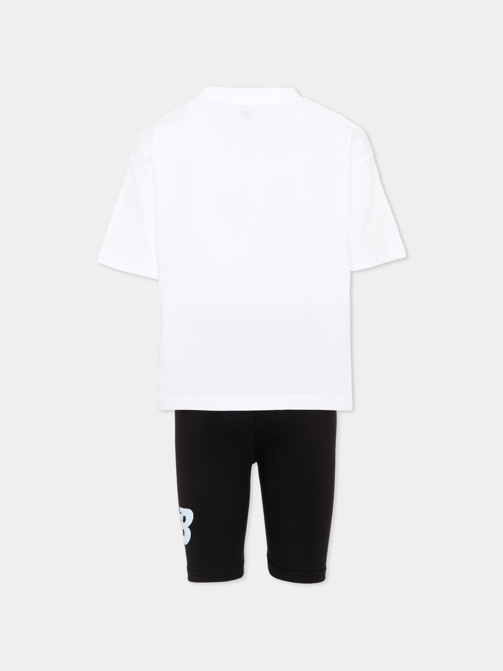 Completo sportivo bianco per bambina con logo,New Balance,LAKG0076 BWE