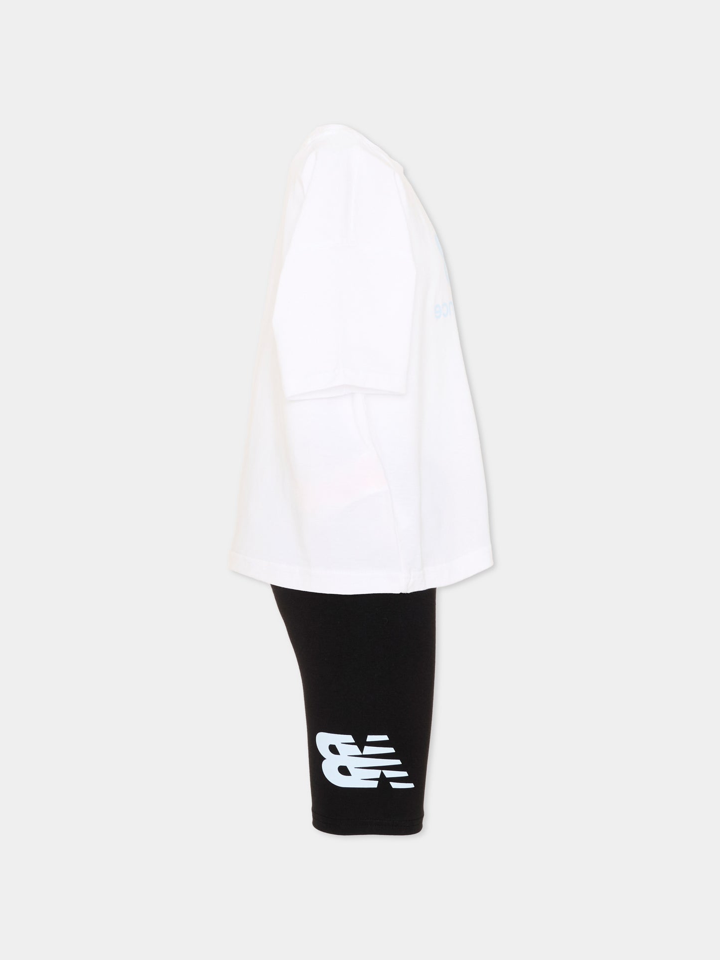 Completo sportivo bianco per bambina con logo,New Balance,LAKG0076 BWE