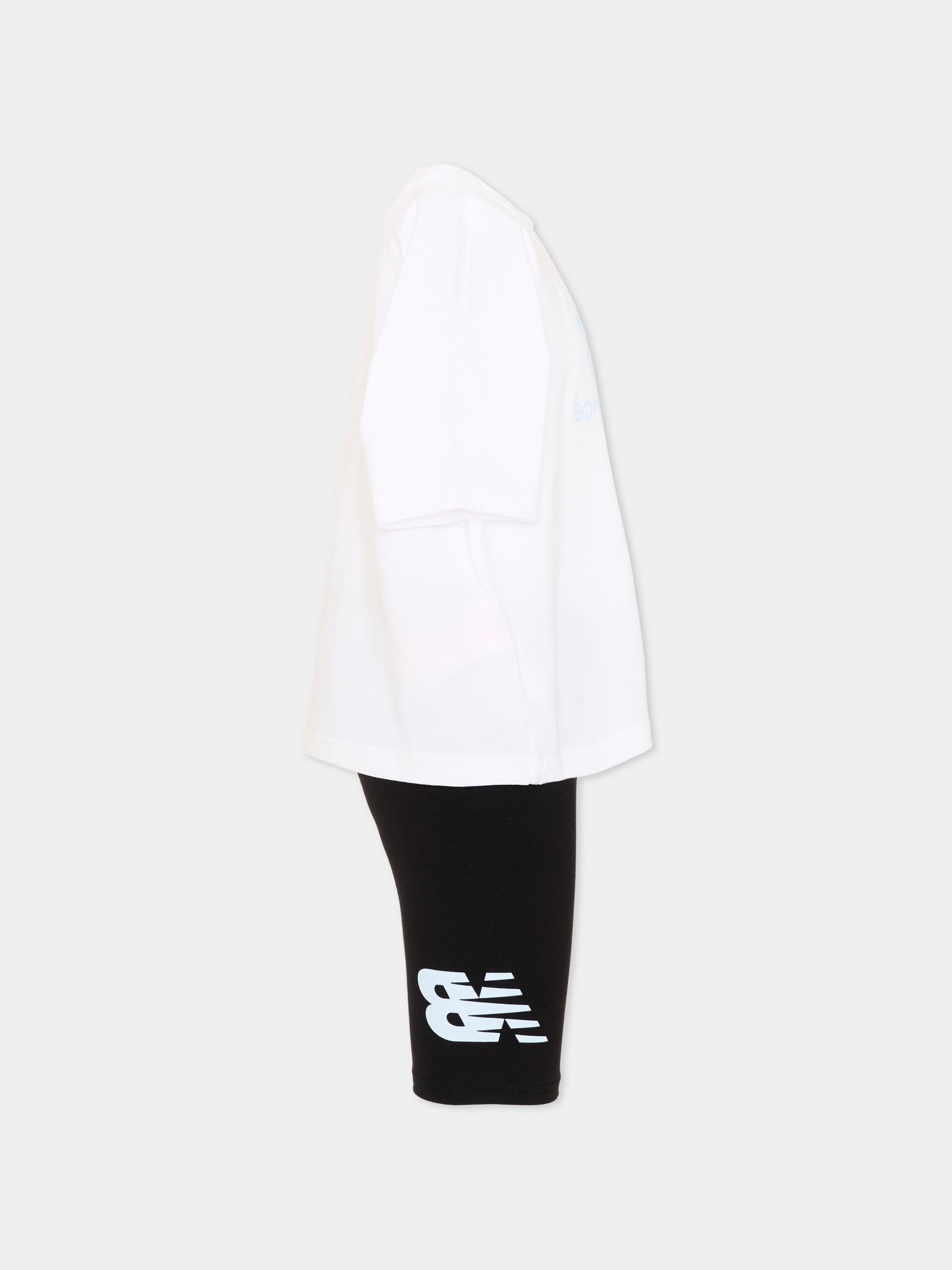 Completo sportivo bianco per bambina con logo,New Balance,LAKG0076 BWE