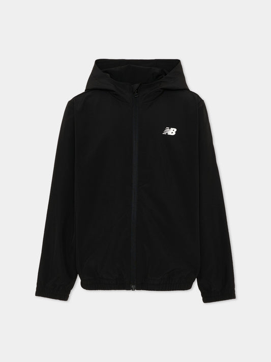 Giacca a vento nera per bambini con logo,New Balance,YJ6141EE BK